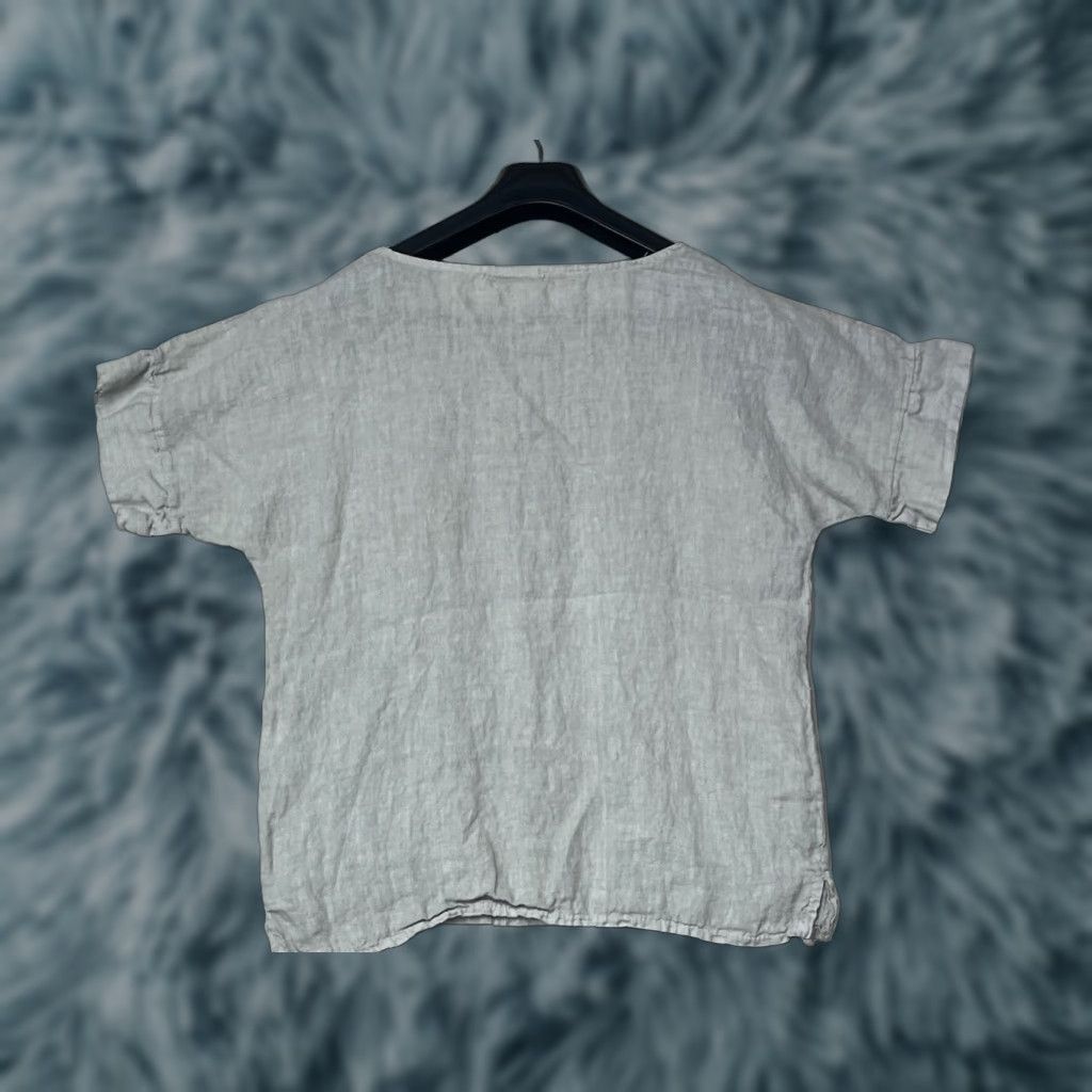 Vintage Francesca Bettini Blouse Women’s Medium White Linen Short Sleeve Made in Italy Size M / US 6-8 / IT 42-44 - 1 Thumbnail