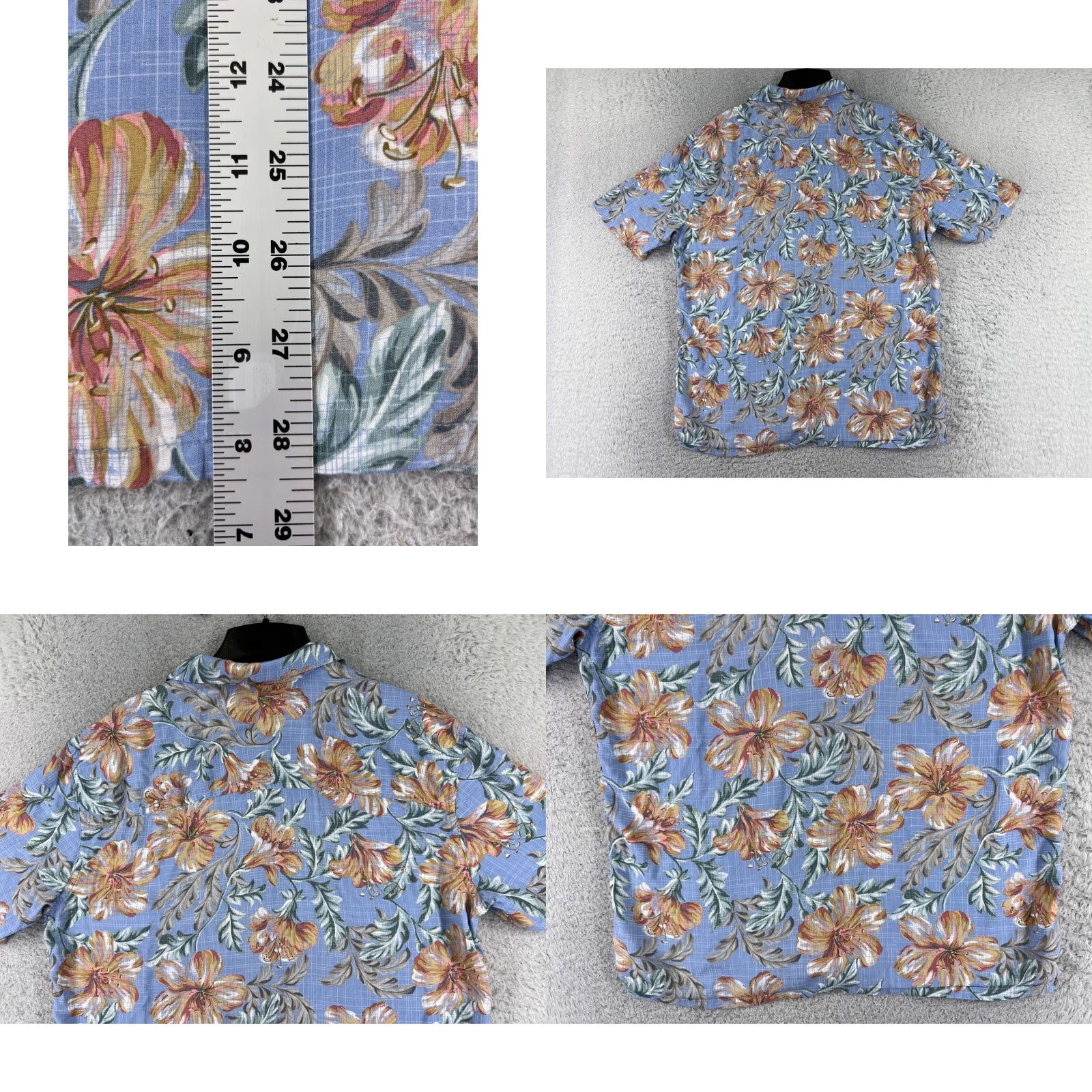 Vintage Island Shores Shirt Men Large Blue Floral 100% Rayon Hawaiian Button Up Beach Size US L / EU 52-54 / 3 - 9 Thumbnail