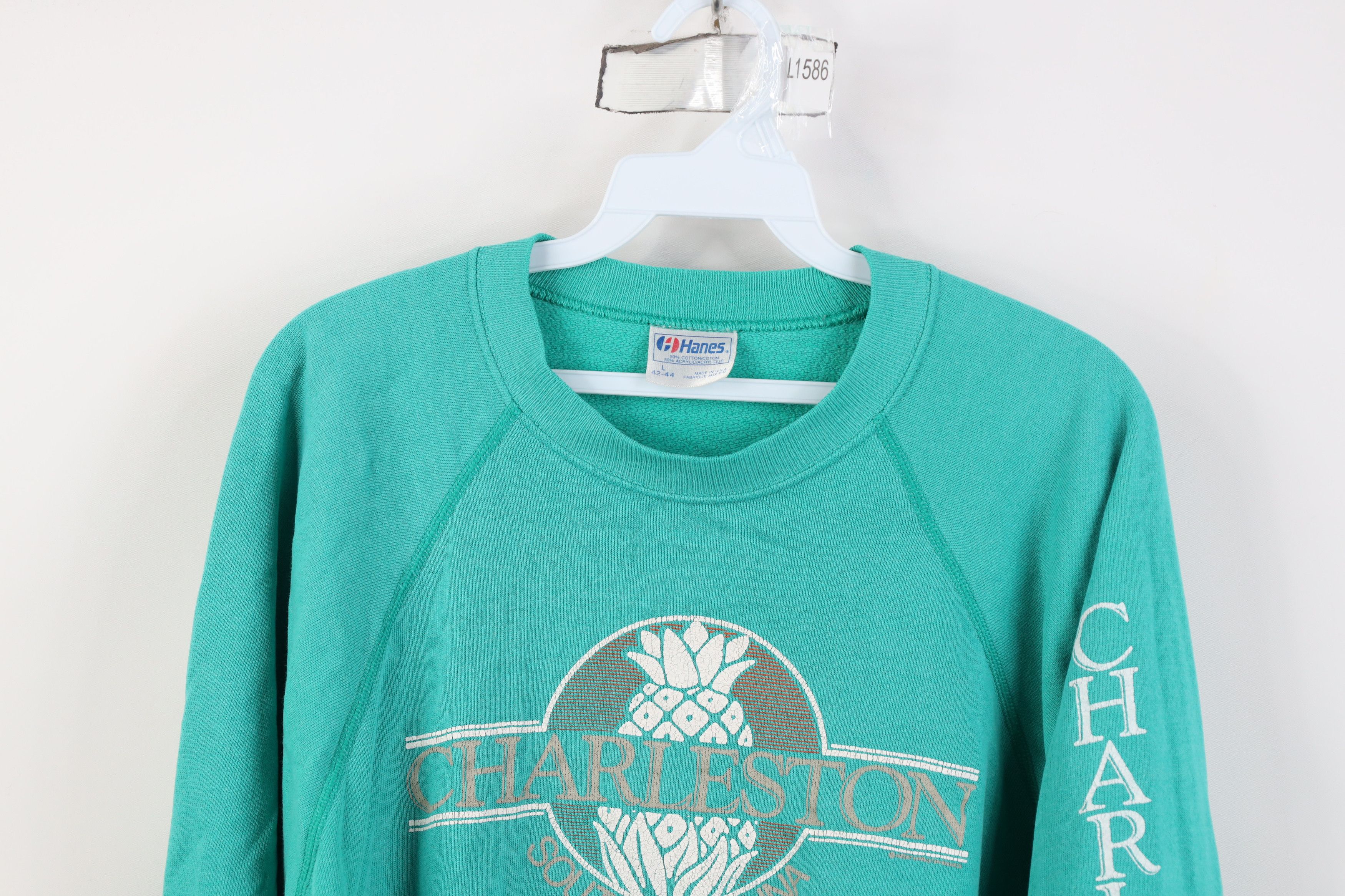Vintage Vintage 90s Charleston South Carolina Sweatshirt Teal USA Size L / US 10 / IT 46 - 2 Thumbnail