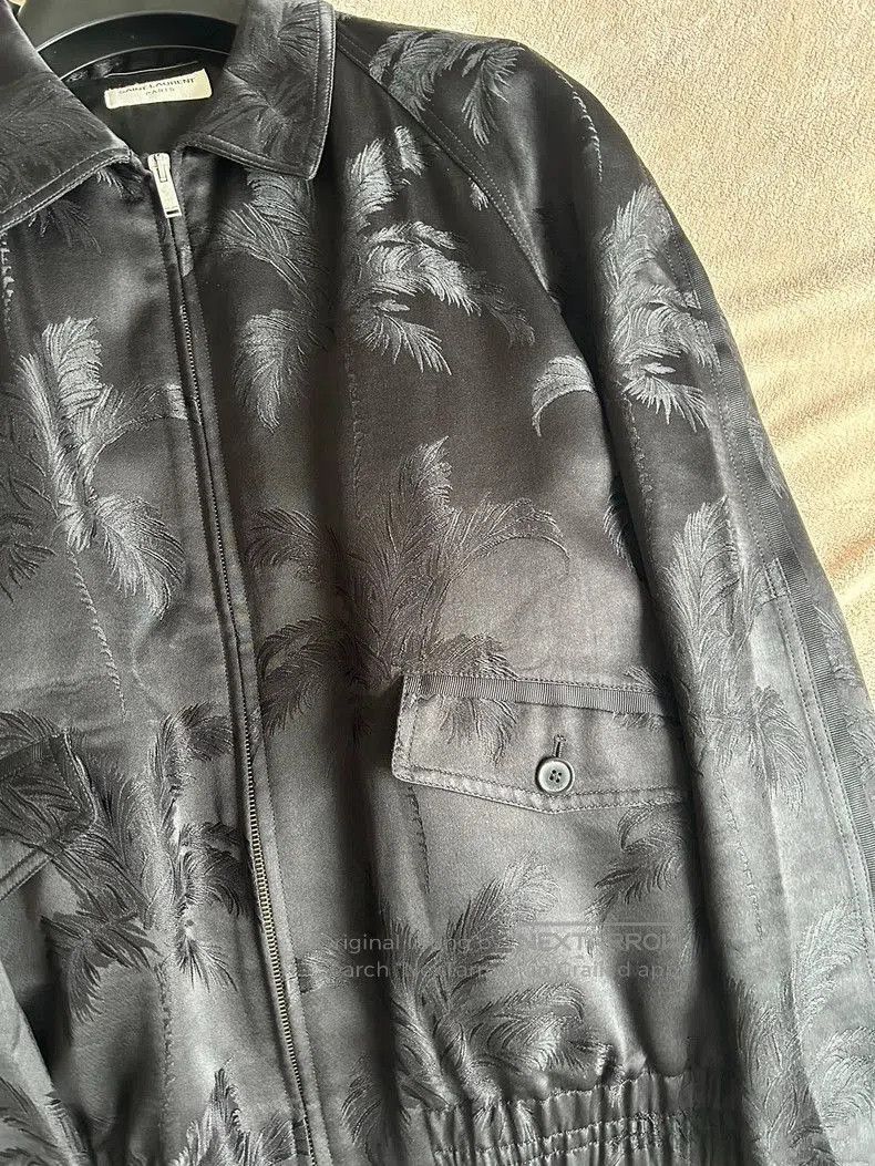 Saint Laurent Paris Saint Laurent Black Silk Palm Tree Embroidered Jacket Size US XL / EU 56 / 4 - 4 Thumbnail