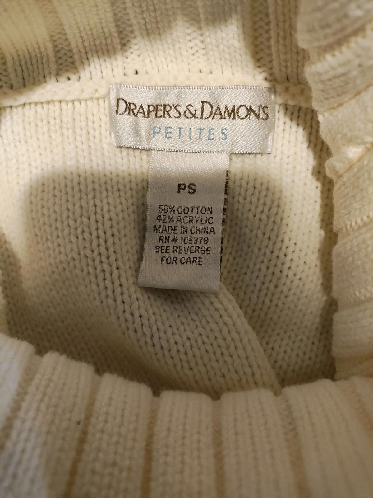 Other Draper's & Damons Women's Cream Knit Turtleneck Sweater Size M / US 6-8 / IT 42-44 - 7 Thumbnail