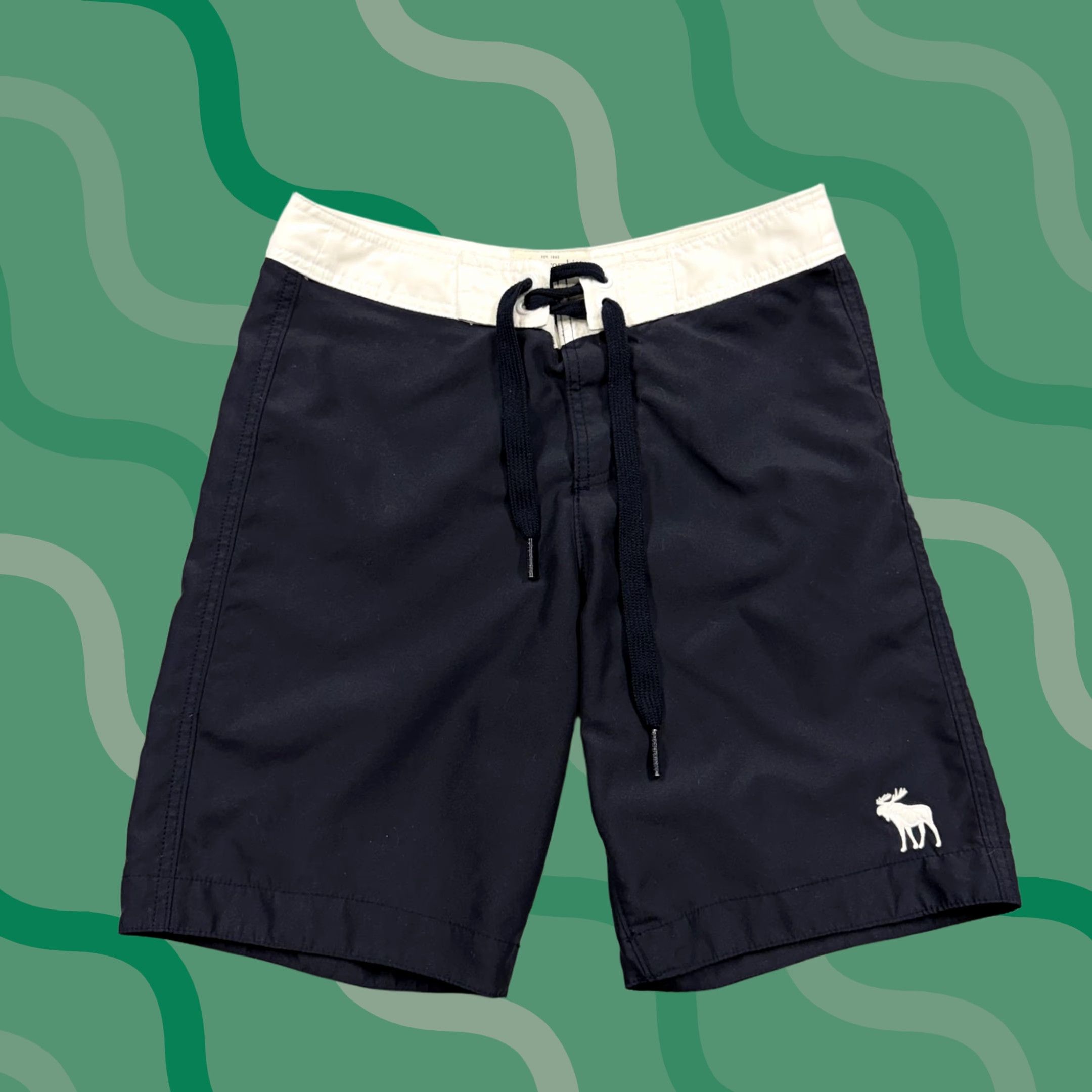 Abercrombie & Fitch Abercrombie & Fitch Shorts Mens Small Navy Board Shorts Drawstring Back Pocket Colorblock Beach Summer Mens S Navy Board Shorts Size US 29 - 1 Thumbnail