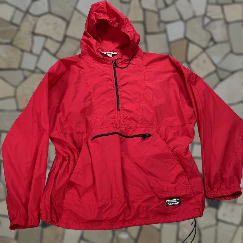 Vintage VTG LL Bean Jacket Mens Large Red Hooded Anorak 1/4 Zip Pullover Windbreaker Jacket Size US L / EU 52-54 / 3 - 1 Thumbnail