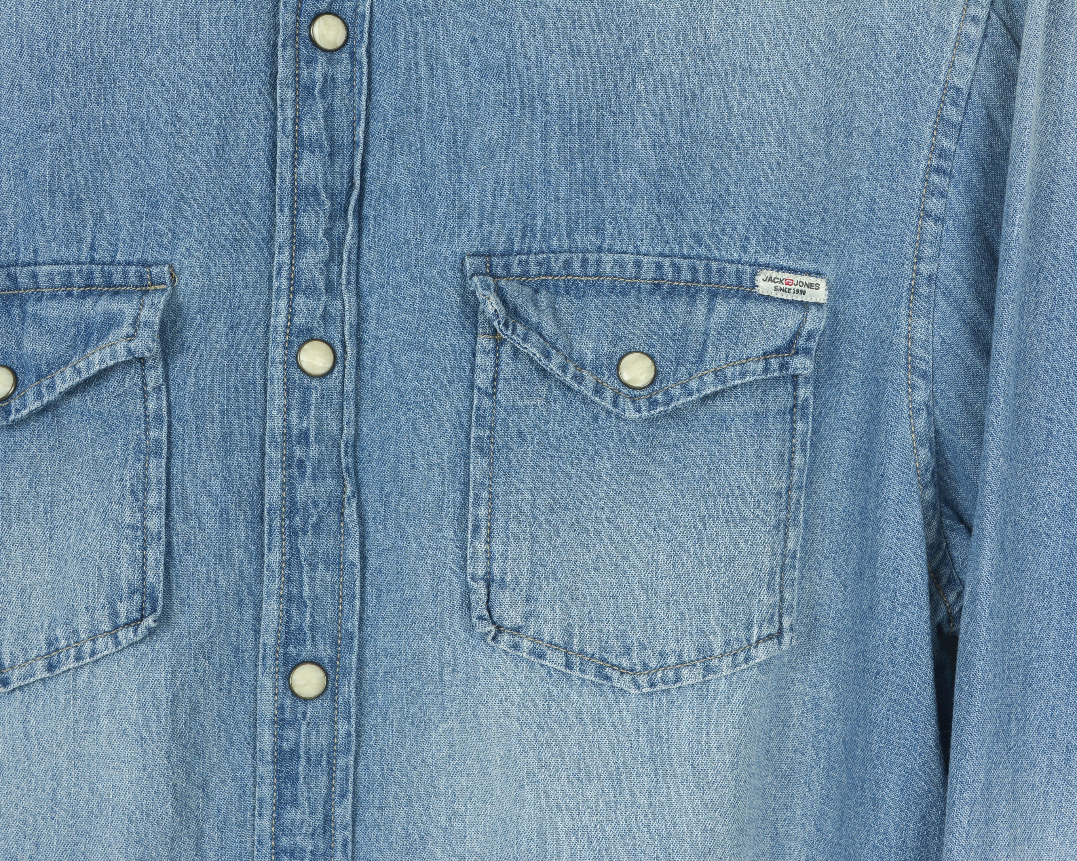 Jack & Jones Casual Shirt Denim Button Up Pockets Top Cotton Collared Size US S / EU 44-46 / 1 - 3 Thumbnail