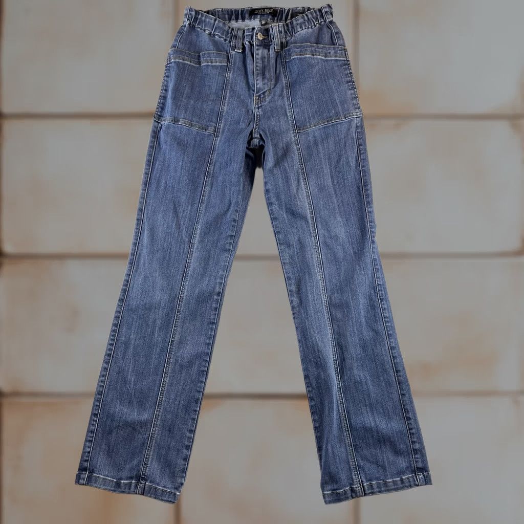 Vintage Judy Blue Jeans 5/27 Blue Straight Leg Elastic Waist Mid High Rise Straight Women Jeans 30 in Inseam Size 27" / US 4 / IT 40 - 1 Thumbnail