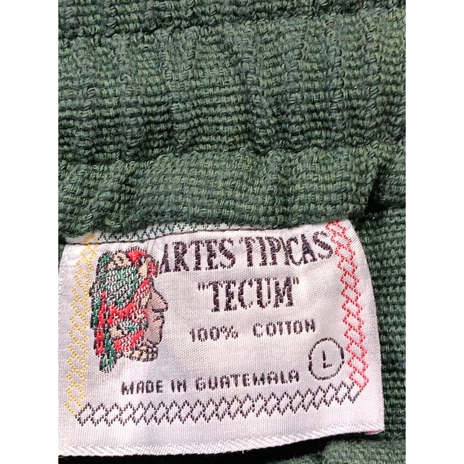 Vintage ARTES TIPICAS TECUM Pants Unisex Adults L Green 100% Cotton Canvas Wide-Leg Embroidered Pockets Adjustable Waist Size 36" / US 14 / IT 50 - 7 Thumbnail