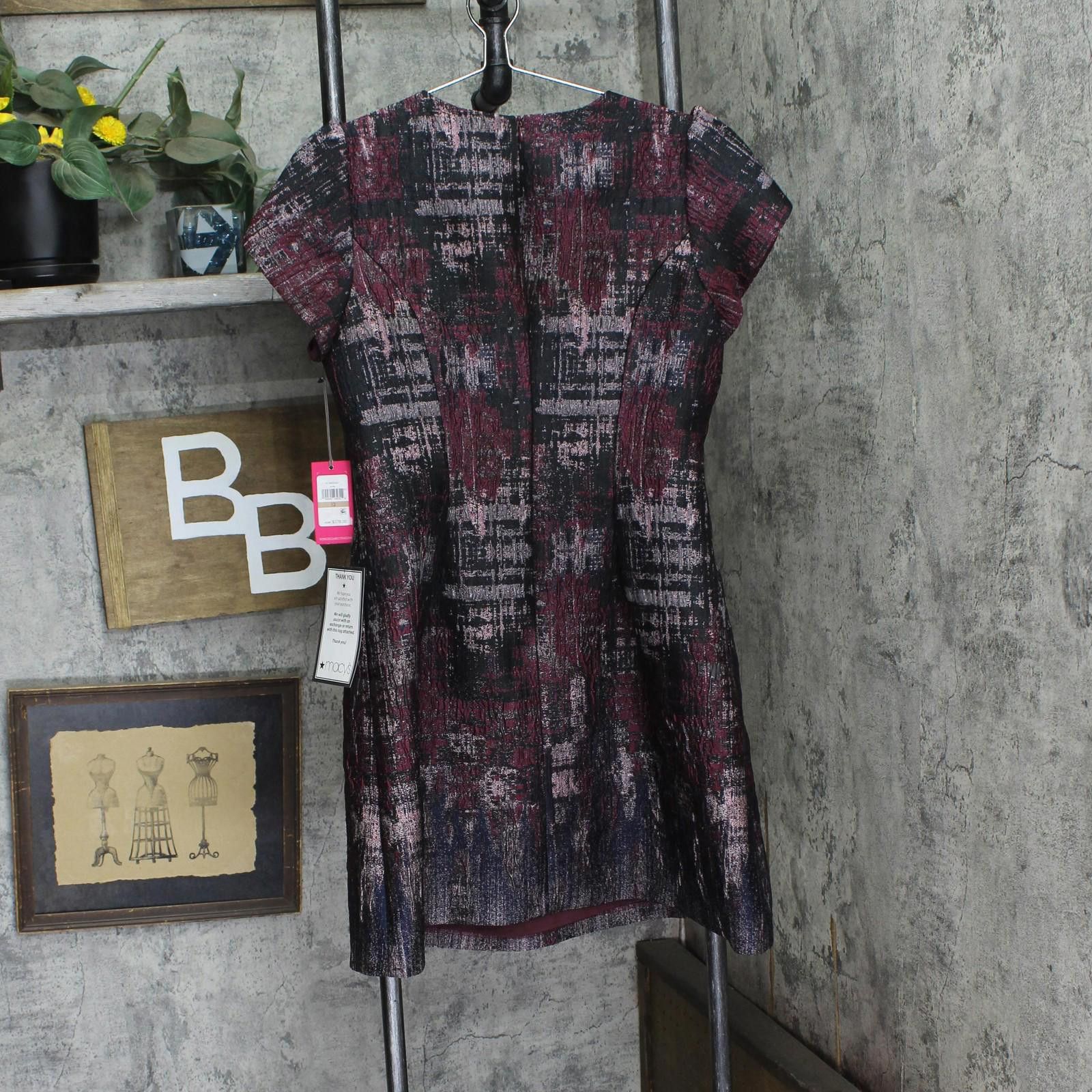 Vince Camuto Nwt Vince Camuto Flare Puff-sleeve Dress Wine Red Multi 12 Size XL / US 12-14 / IT 48-50 - 2 Thumbnail