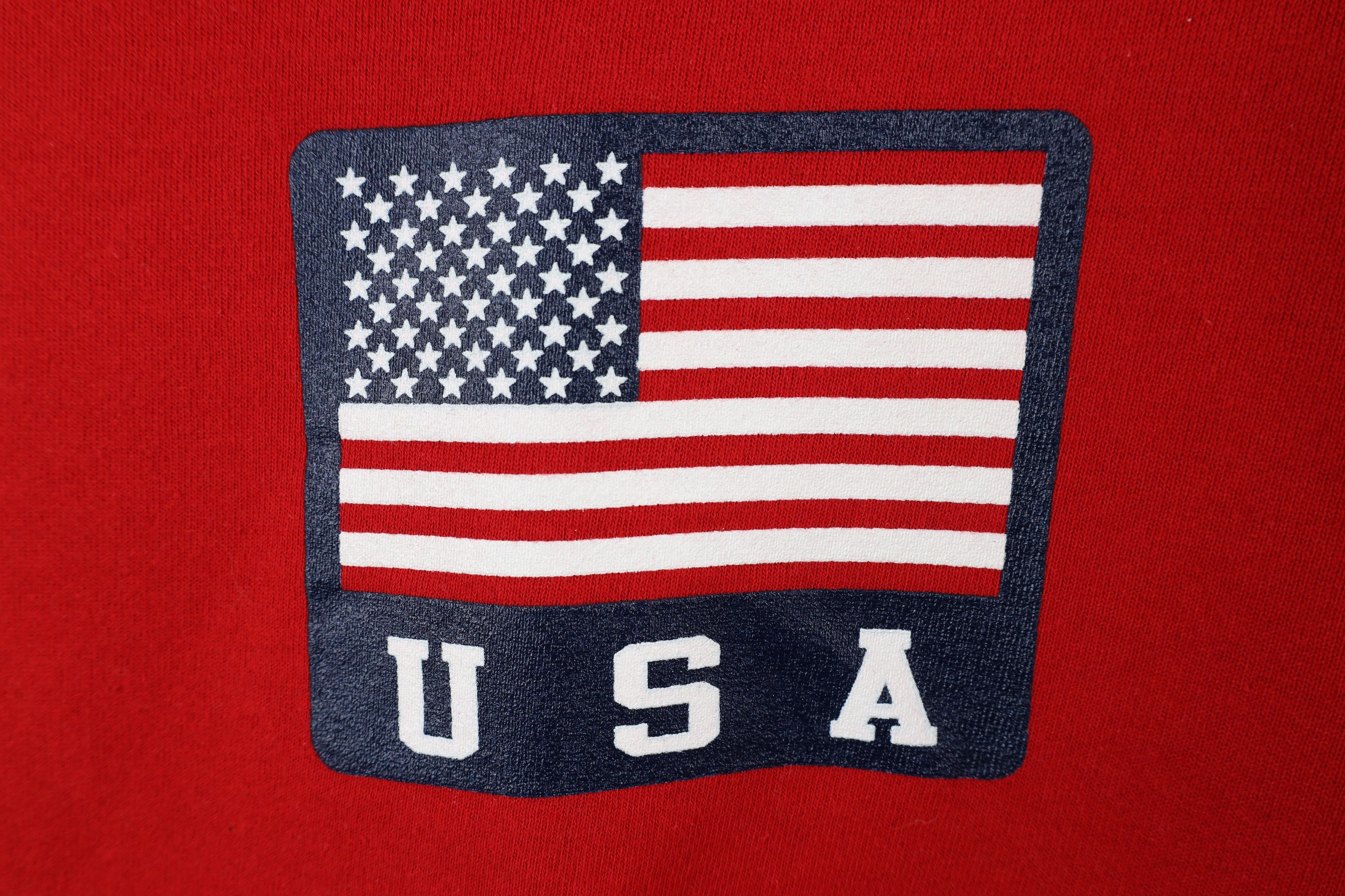 Russell Athletic × Vintage Vintage 90s Russell Athletic USA Flag Box Logo Sweatshirt Size US L / EU 52-54 / 3 - 5 Thumbnail
