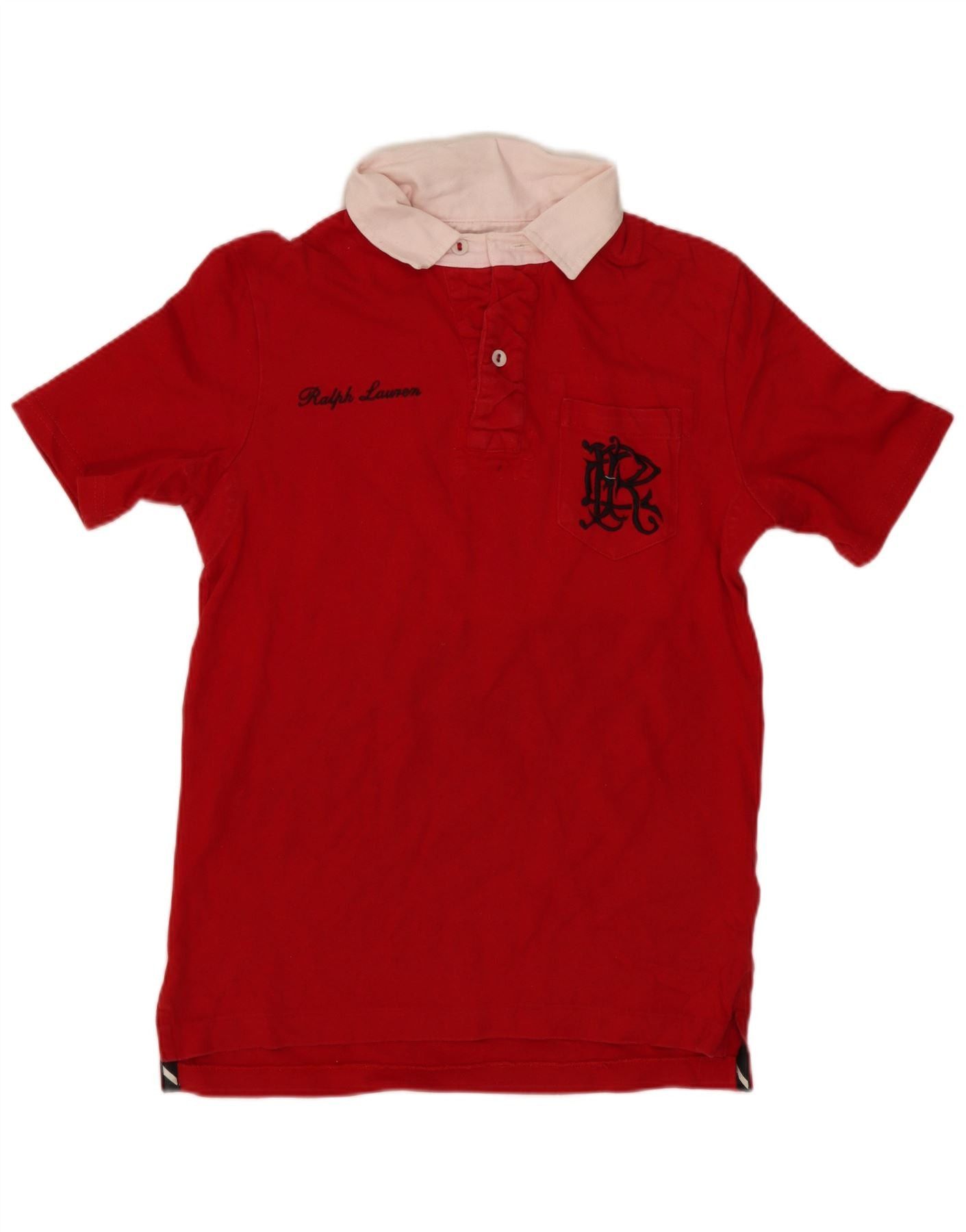 Ralph Lauren Womens Graphic Rugby Polo Shirt UK 12 Medium Red Colourblock Size XS / US 0-2 / IT 36-38 - 1 Thumbnail