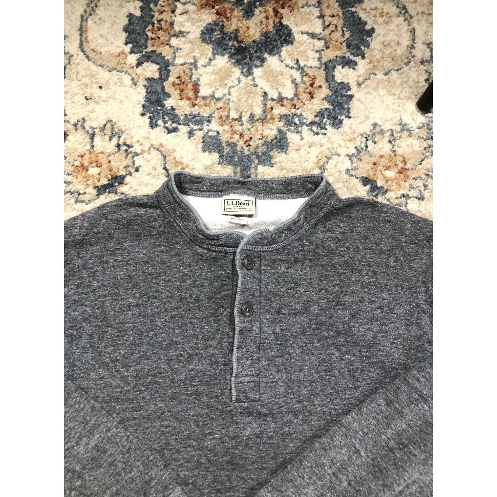 Vintage L.L.Bean Henley Shirt Mens Medium Gray Long Sleeve Thermal Tee Soft Knit Size US M / EU 48-50 / 2 - 2 Thumbnail