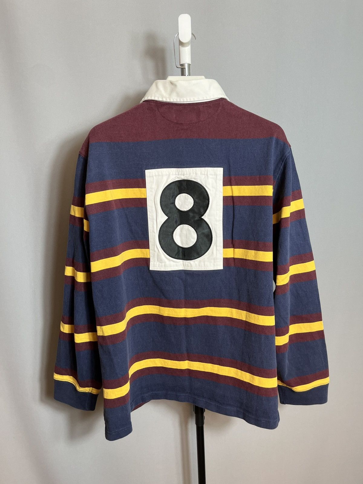 Polo Ralph Lauren × RRL Ralph Lauren × Vintage Polo Ralph Lauren Rugby Sweatshirt Striped Big Logo 90s №8 Size US XXL / EU 58 / 5 - 10 Thumbnail