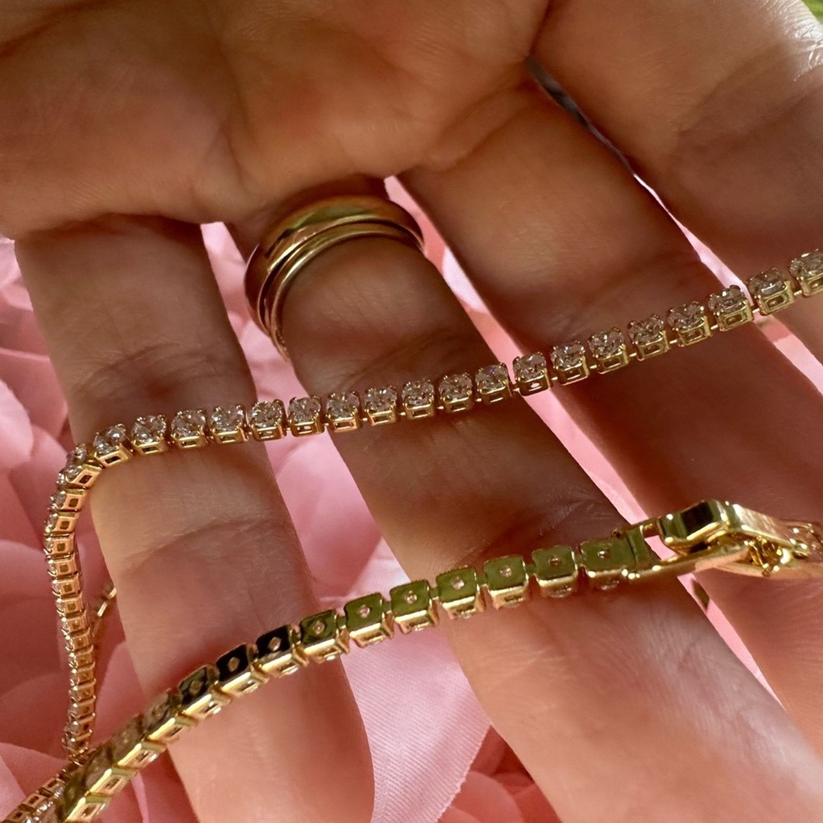 Other NEW 14K DIAMOND CHOKER TENNIS CHAIN NECKLACE 13.5” Size ONE SIZE - 6 Thumbnail