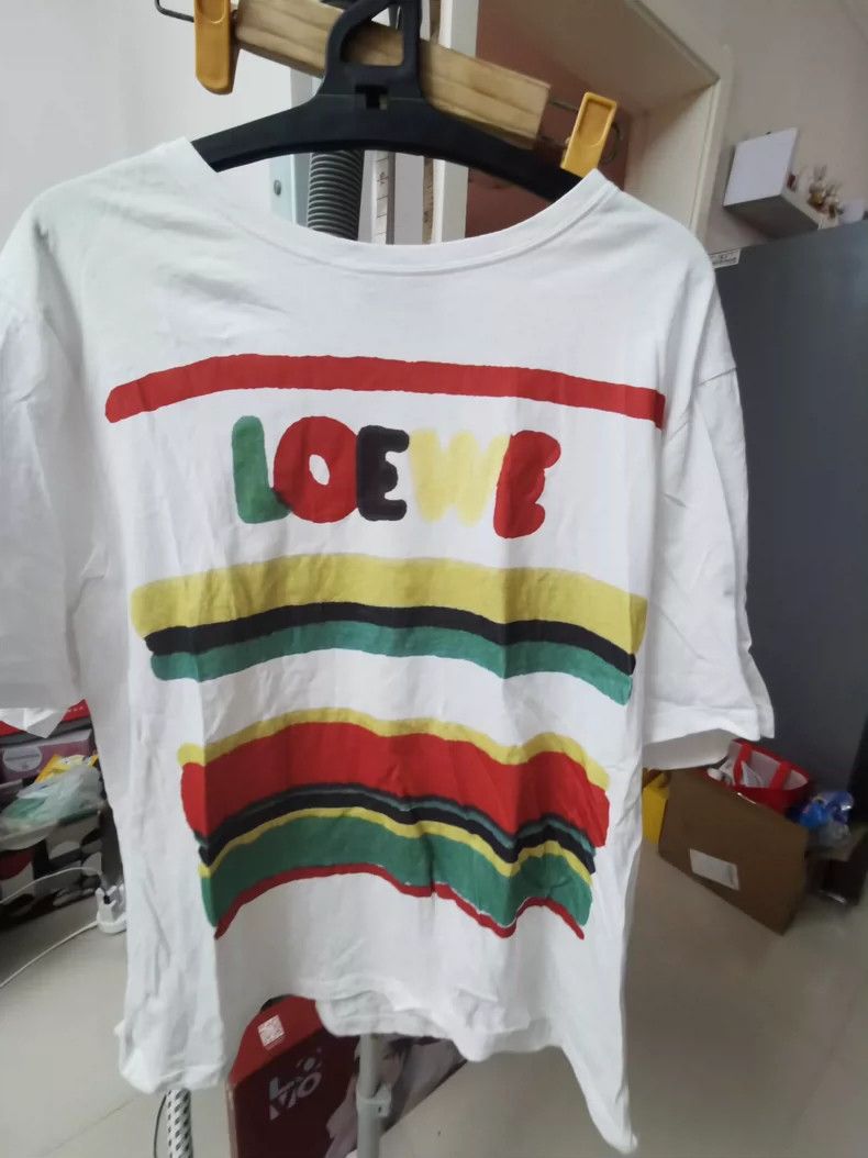 Loewe LOEWE White short-sleeved T-shirt, L size, rainbow stripe Size L / US 10 / IT 46 - 1 Thumbnail