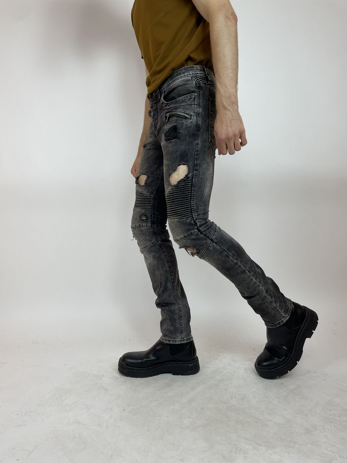 Other PASCUCCI Biker jeans skinny avantgarde drill Mens size 31x34 Size US 31 - 5 Thumbnail