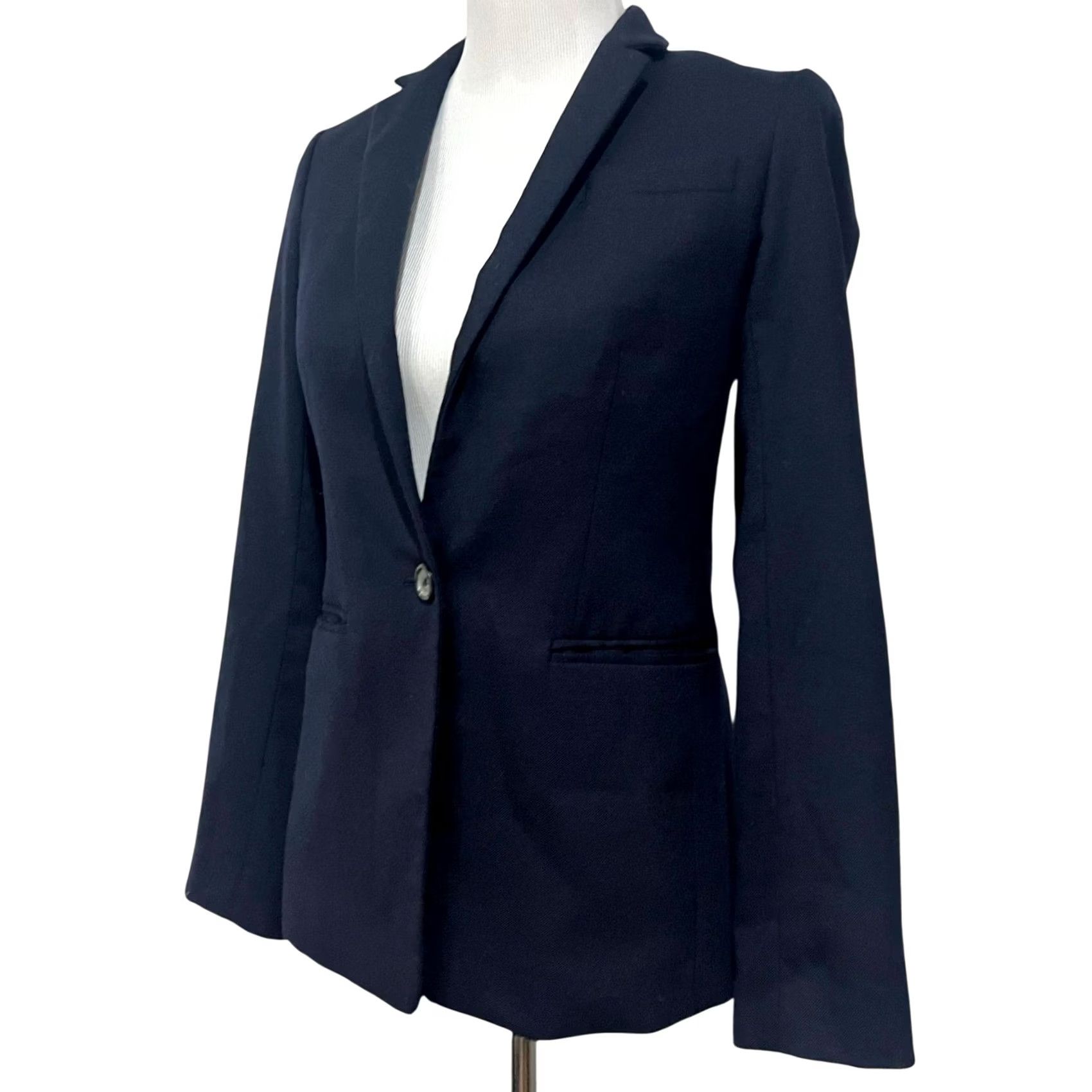 J.Crew J.Crew Blazer Shirt Jacket Wool Flannel Navy Blue Regent 0 Women's Blazer Long Sleeve Button Lined Size XS / US 0-2 / IT 36-38 - 3 Thumbnail