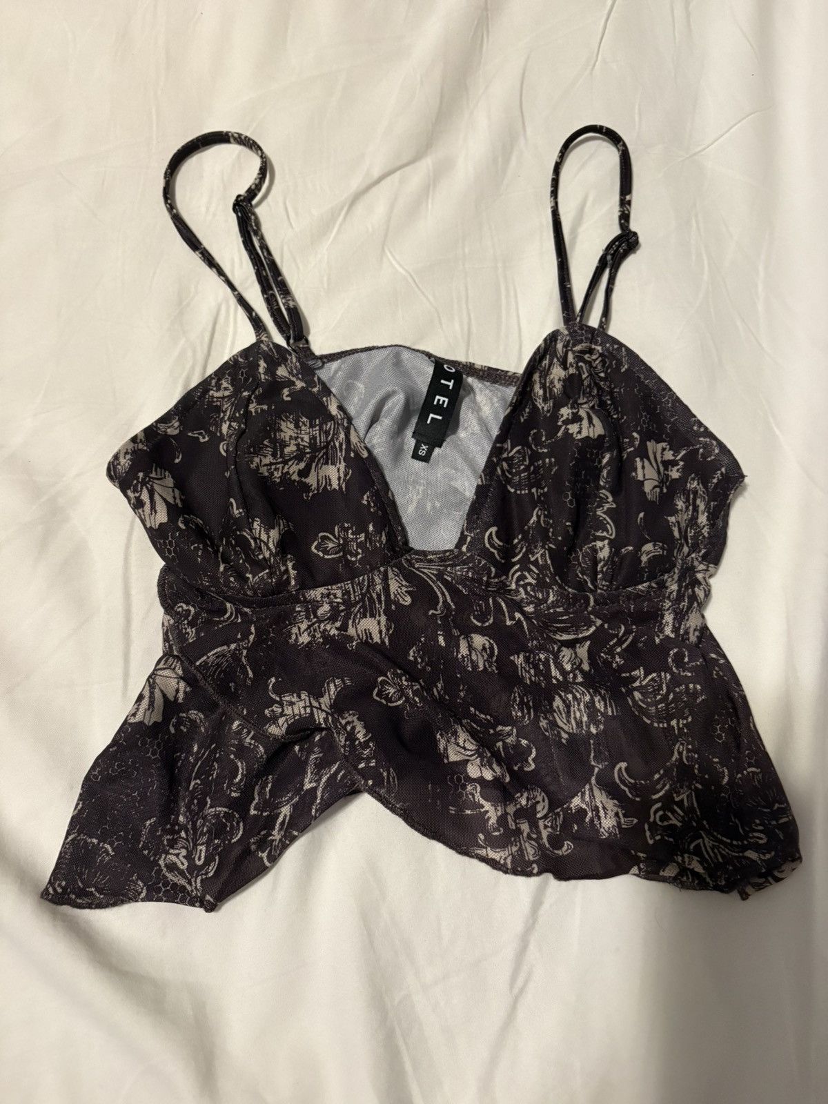 Vintage Motel Rocks Cojira Mesh Top Abstract Paisley Print Size XS / US 0-2 / IT 36-38 - 3 Thumbnail