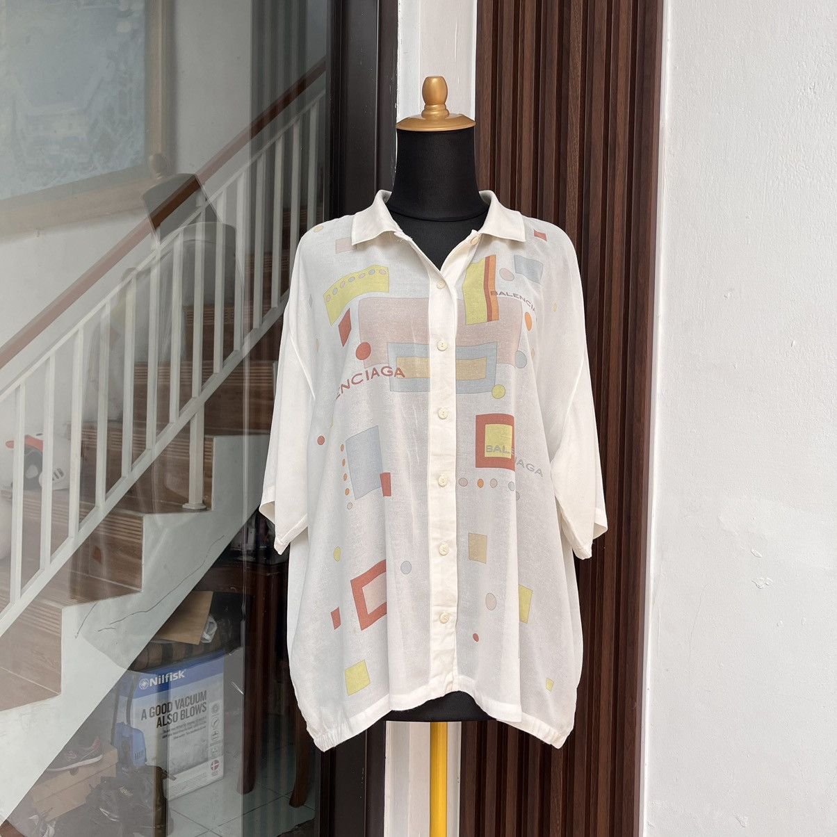 Balenciaga ⚡️Verry Rare Balenciaga Button Ups Big Script Logo100% Rayon Size US L / EU 52-54 / 3 - 1 Thumbnail
