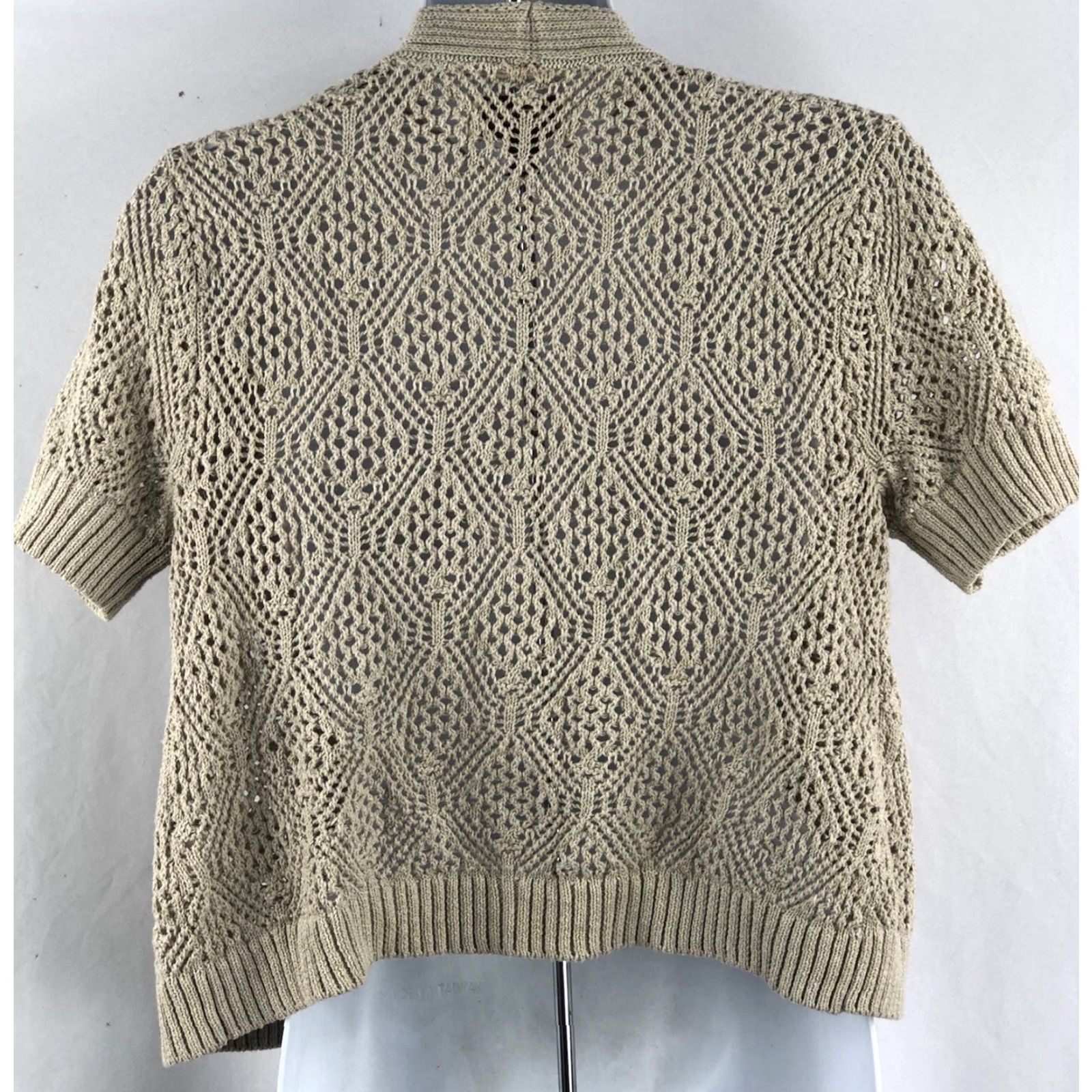Vintage VINTAGE Sonoma Shrug Shirt Womens S Beige Open Crochet Knit Bohemian Grunge CottageCore Y2K 90s Adjustable Open Front Cashmere? Size S / US 4 / IT 40 - 3 Thumbnail