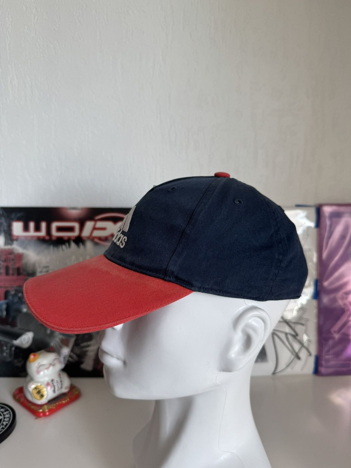 Adidas Vintage Adidas Navy Red Logo Strapback Cap Size ONE SIZE - 5 Thumbnail