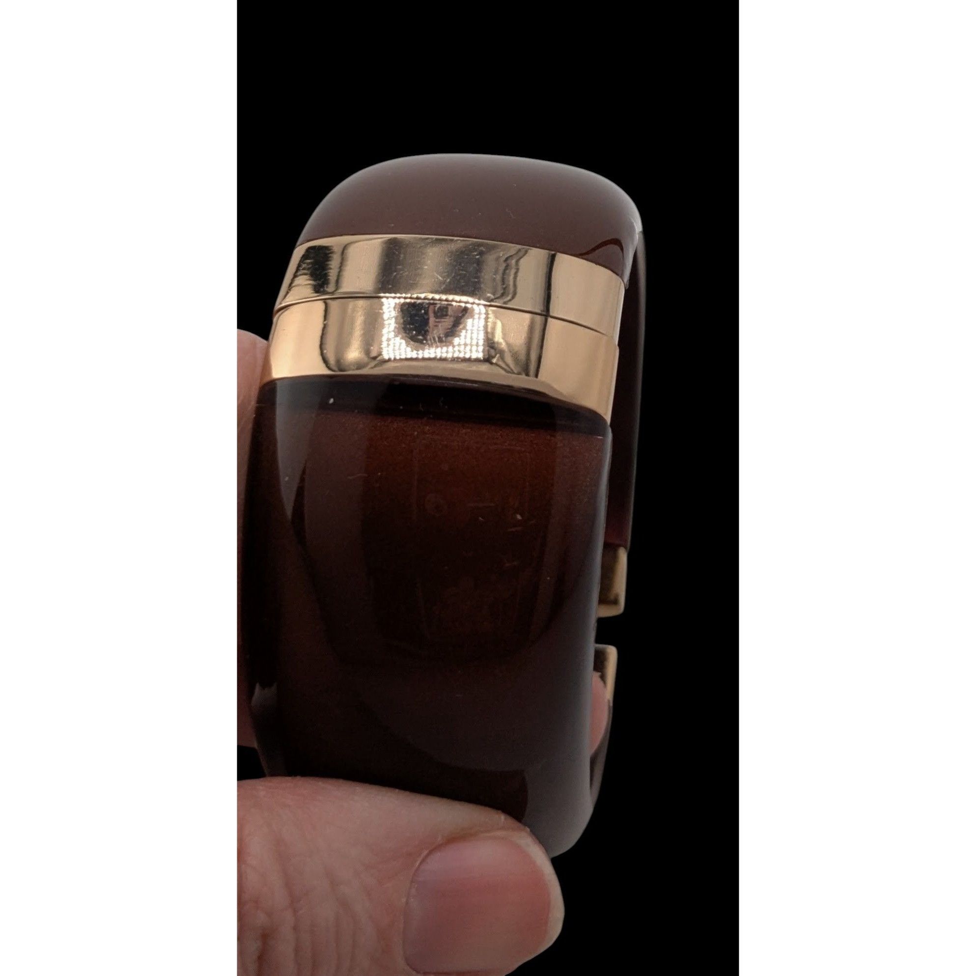 Other Hinged Brown Resin Bangle Bracelet With Gold-Tone Accents Size ONE SIZE - 2 Thumbnail