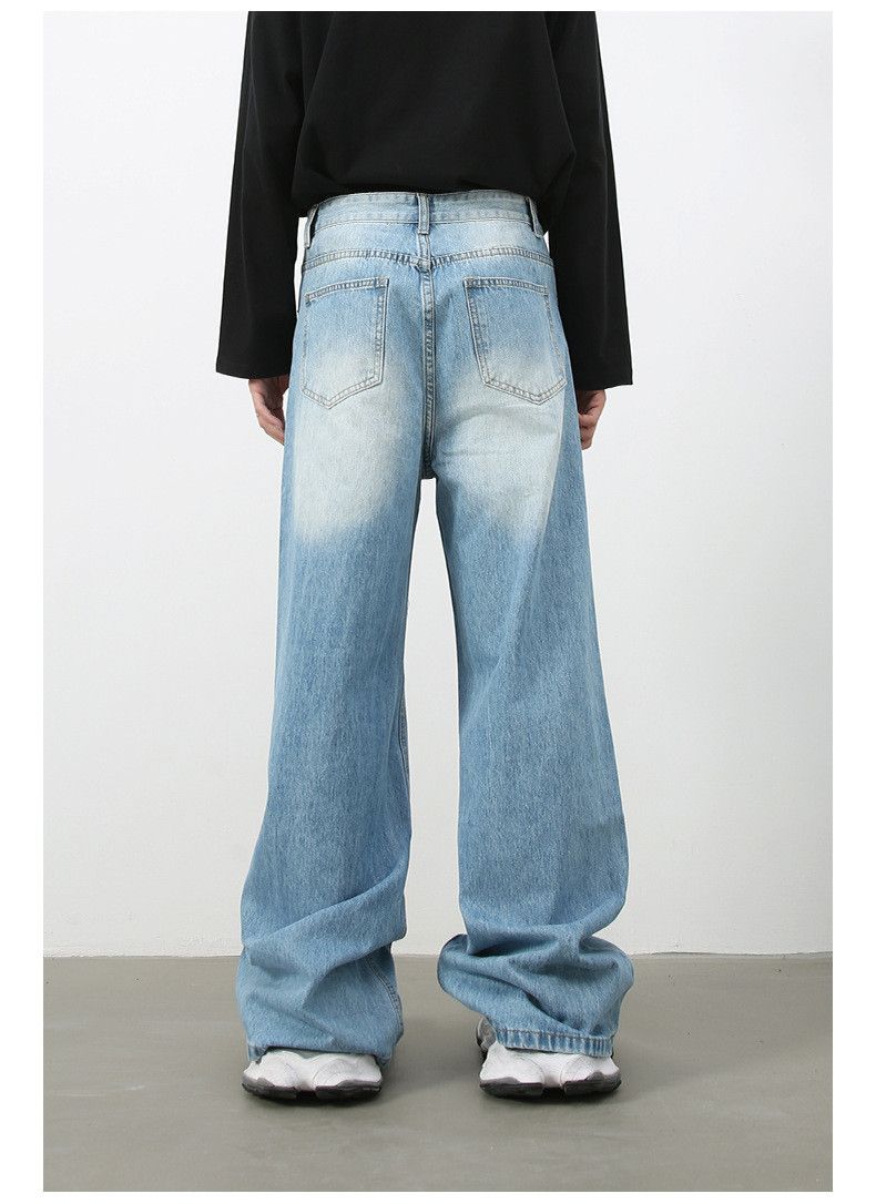 Japanese Brand American retro men's washed loose straight leg jeans Size US 32 / EU 48 - 3 Thumbnail