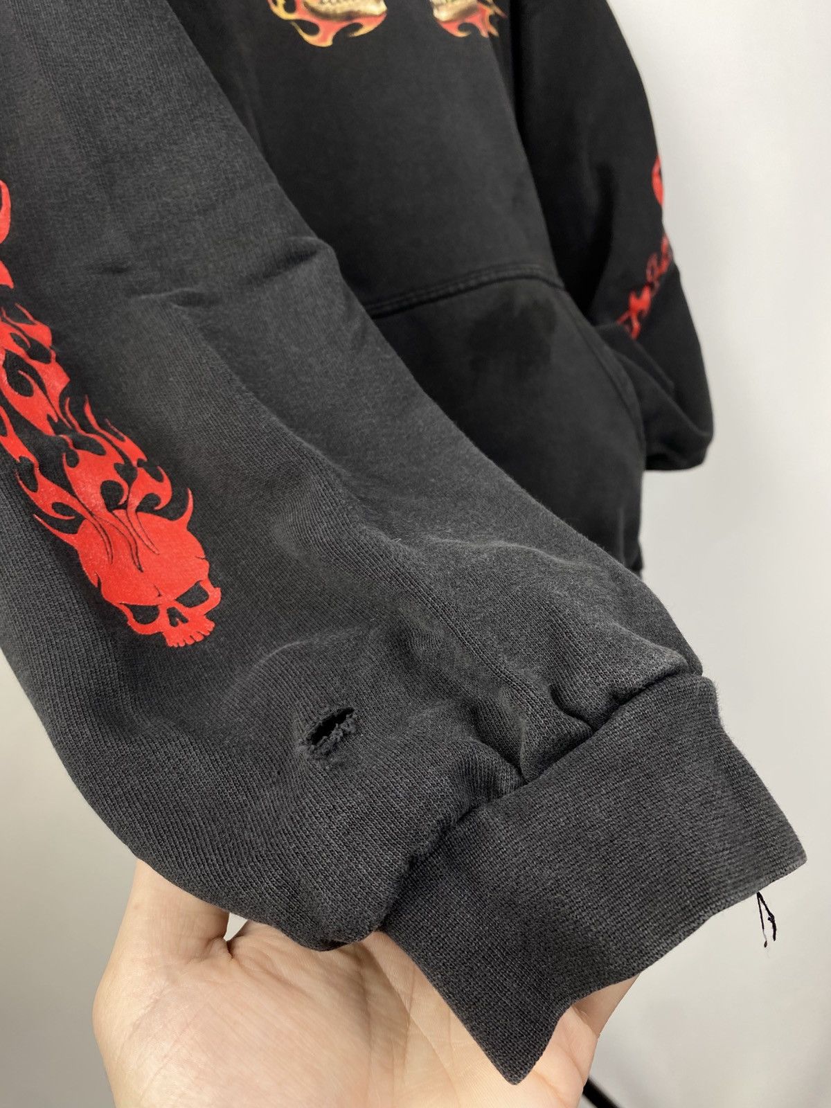 Japanese Brand × Vintage Vintage 90s Y2K Faded Flame Skull Spiral Hoodie Size US S / EU 44-46 / 1 - 3 Thumbnail