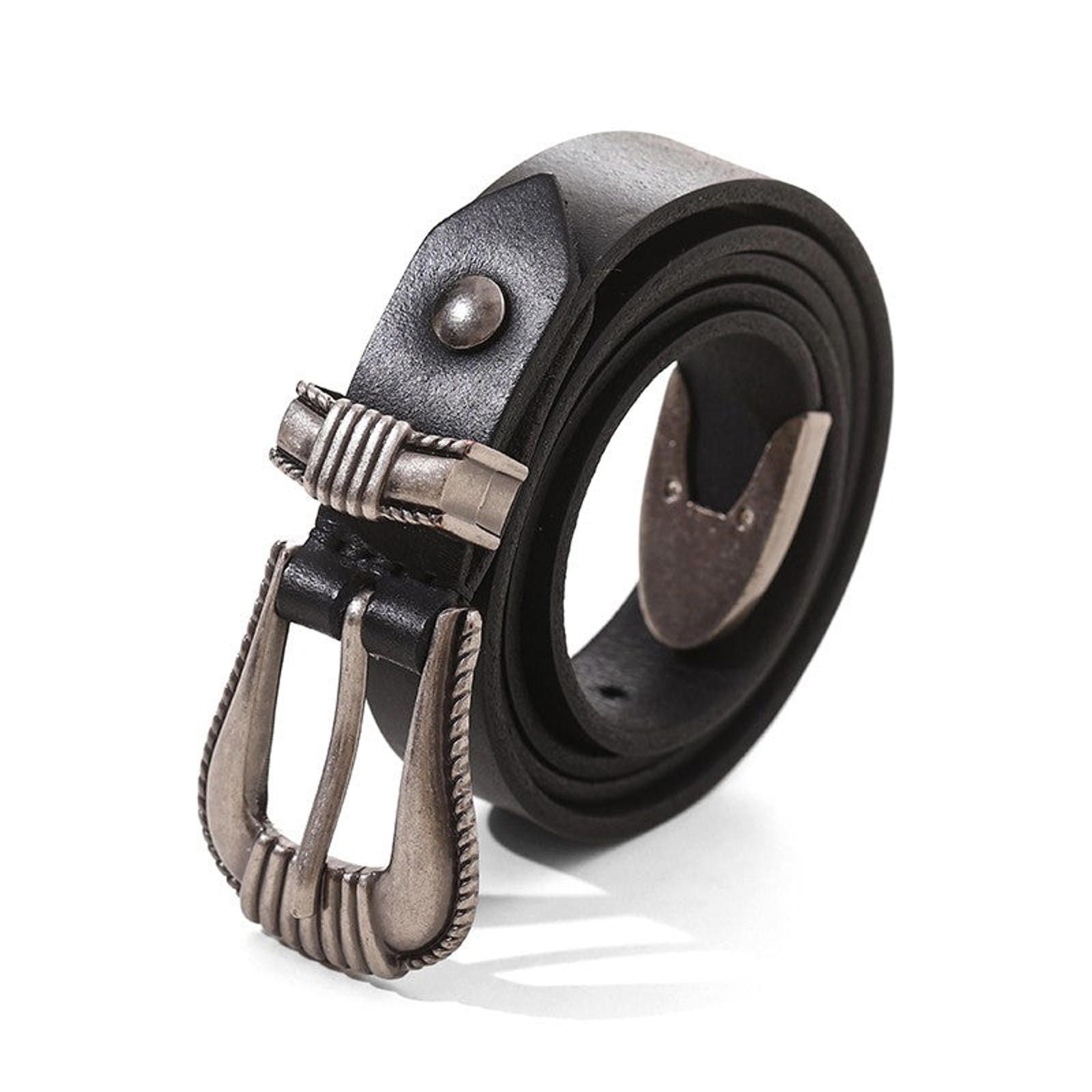 Leather Vintage Cowhide Belt – Handmade, Amekhaki Style Size ONE SIZE - 2 Thumbnail