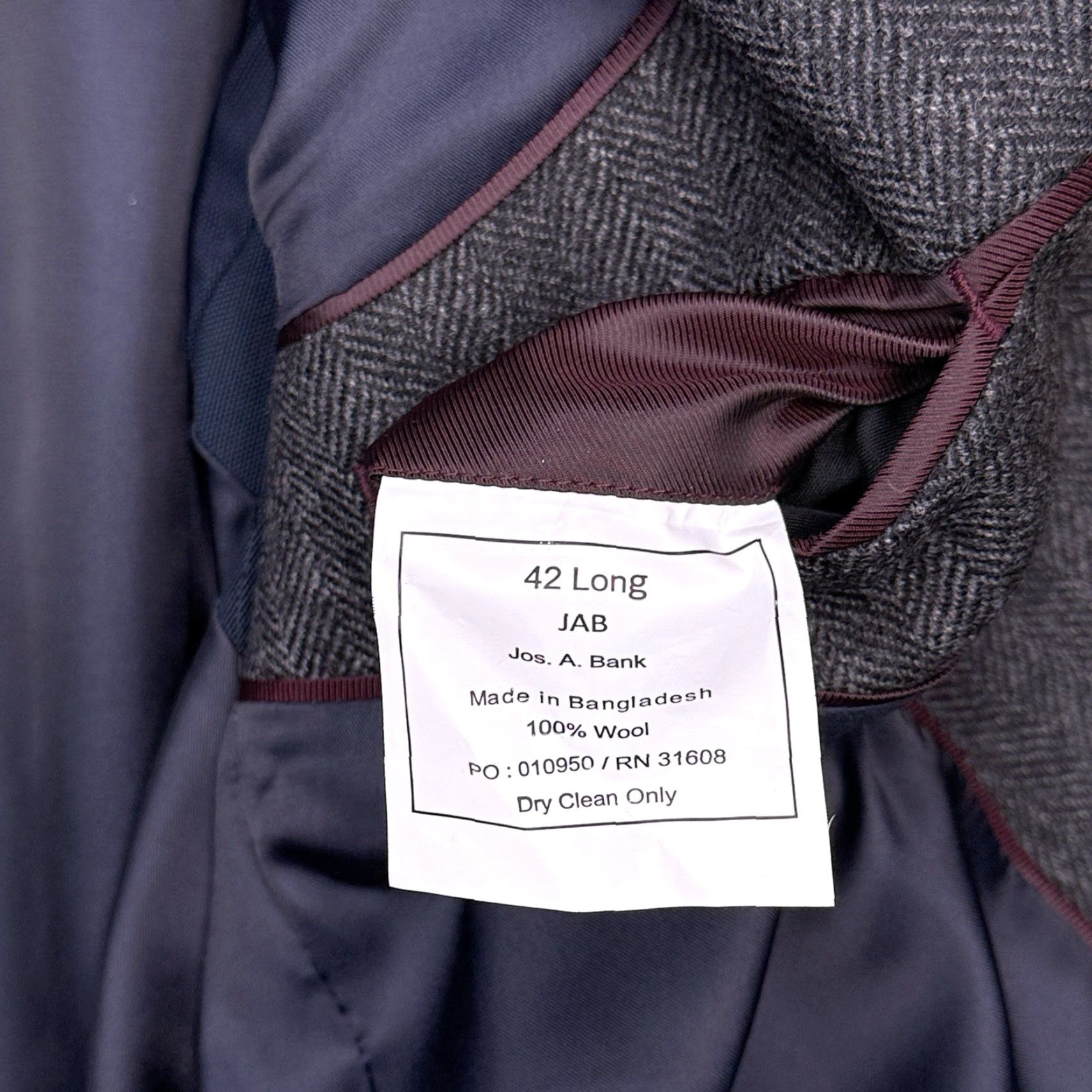 Jos. A. Bank Jos A Bank Tailored Fit Tweed Blazer 42 Long Gray Sport Coat Size 42R - 6 Thumbnail