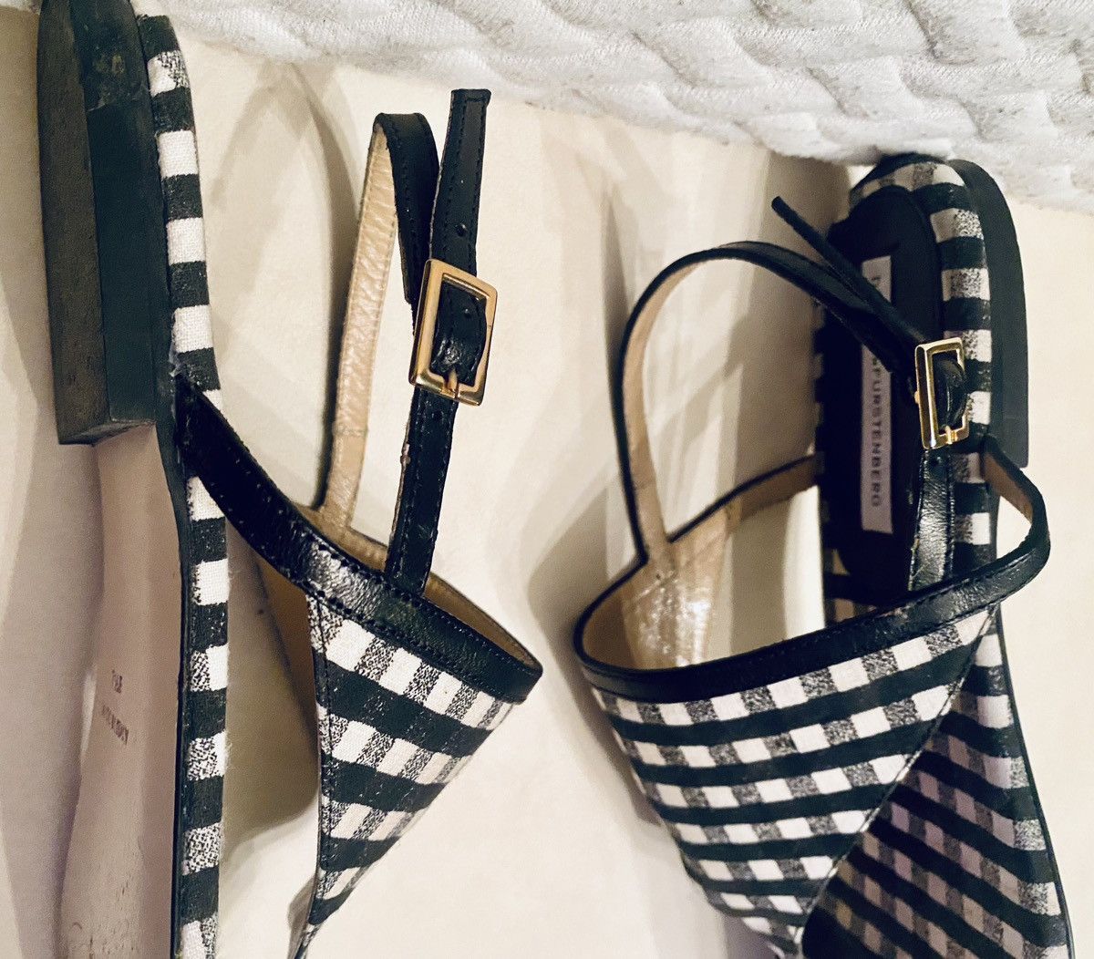 Diane von Furstenberg DvF 🇮🇹 Italian Summer Gingham Check Thong Sandals 7.5 B Size US 7.5 / IT 37.5 - 8 Thumbnail