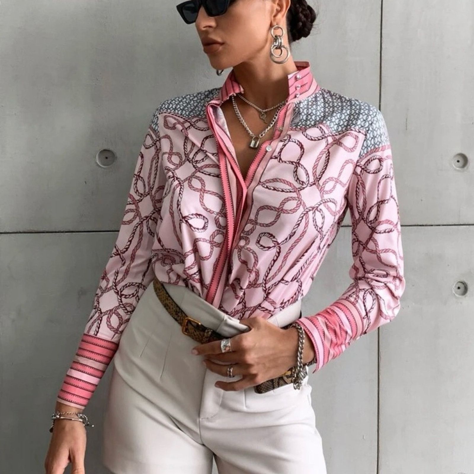 Other New Y2K Stylish Pink Patterned Women's Top Size S / US 4 / IT 40 - 3 Thumbnail