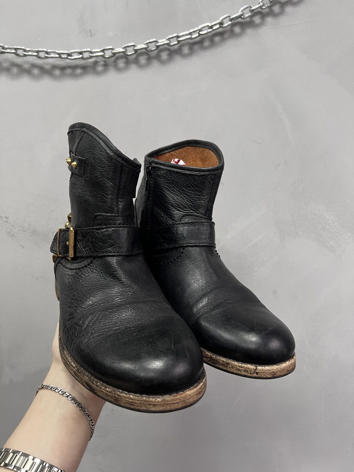 Hedi Slimane Black Leather Archive Ankle Boots studded hedi slimane style Size US 7.5 / EU 40-41 - 2 Thumbnail