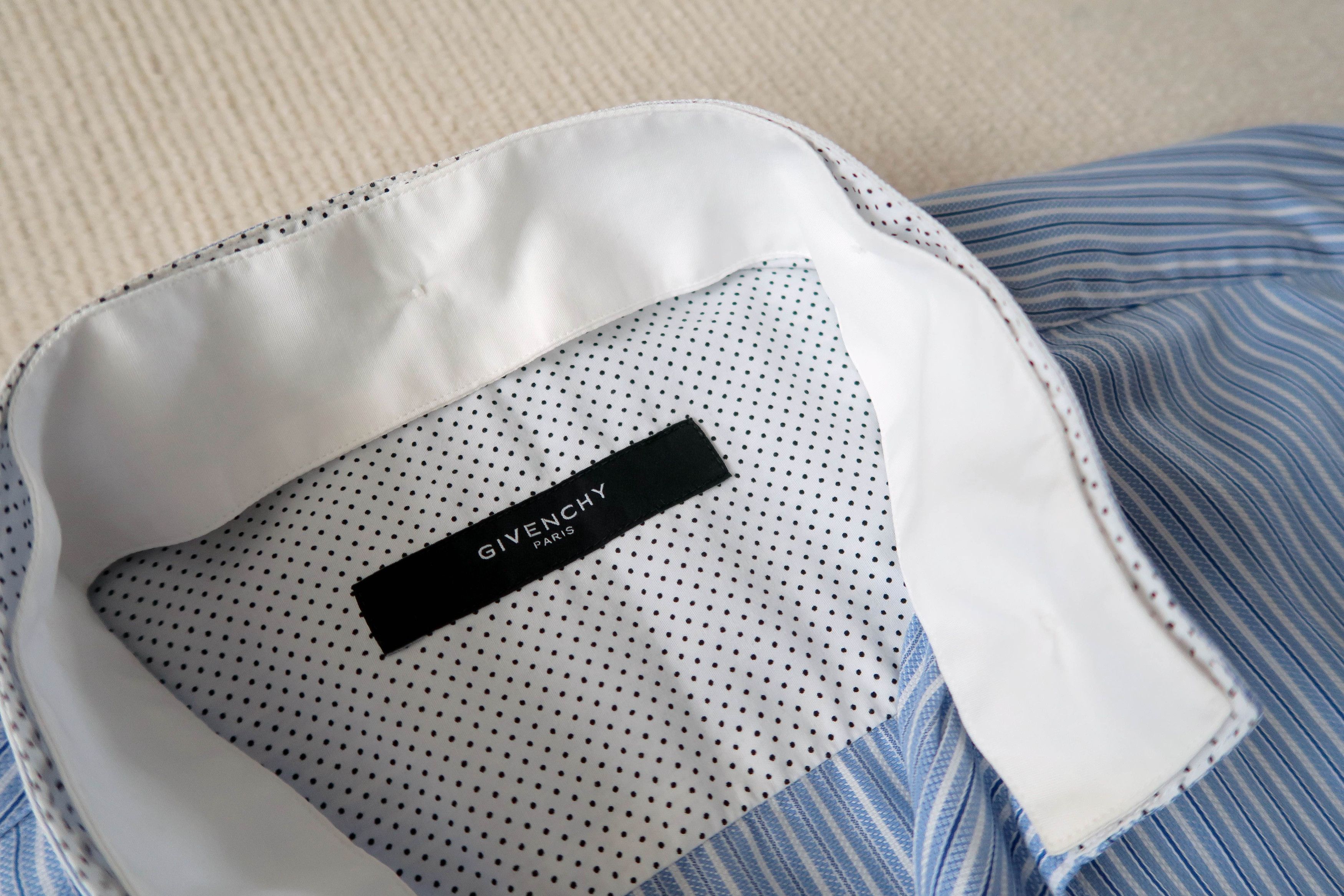 Givenchy Givenchy Blue Pinstripe Removable Collar Shirt Size US XL / EU 56 / 4 - 5 Thumbnail