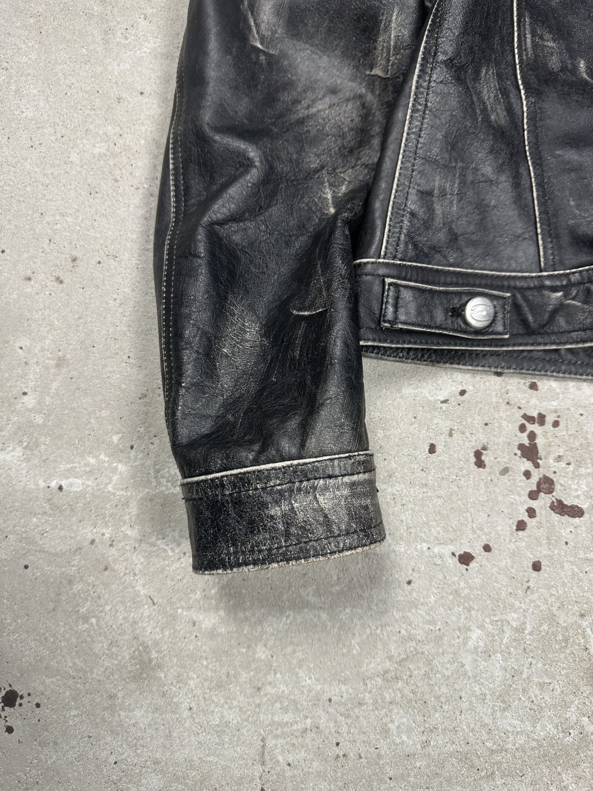Just Cavalli Cavalli 2000s Eroded Brut Archive Leather Trucker Jacket Size M / US 6-8 / IT 42-44 - 13 Thumbnail