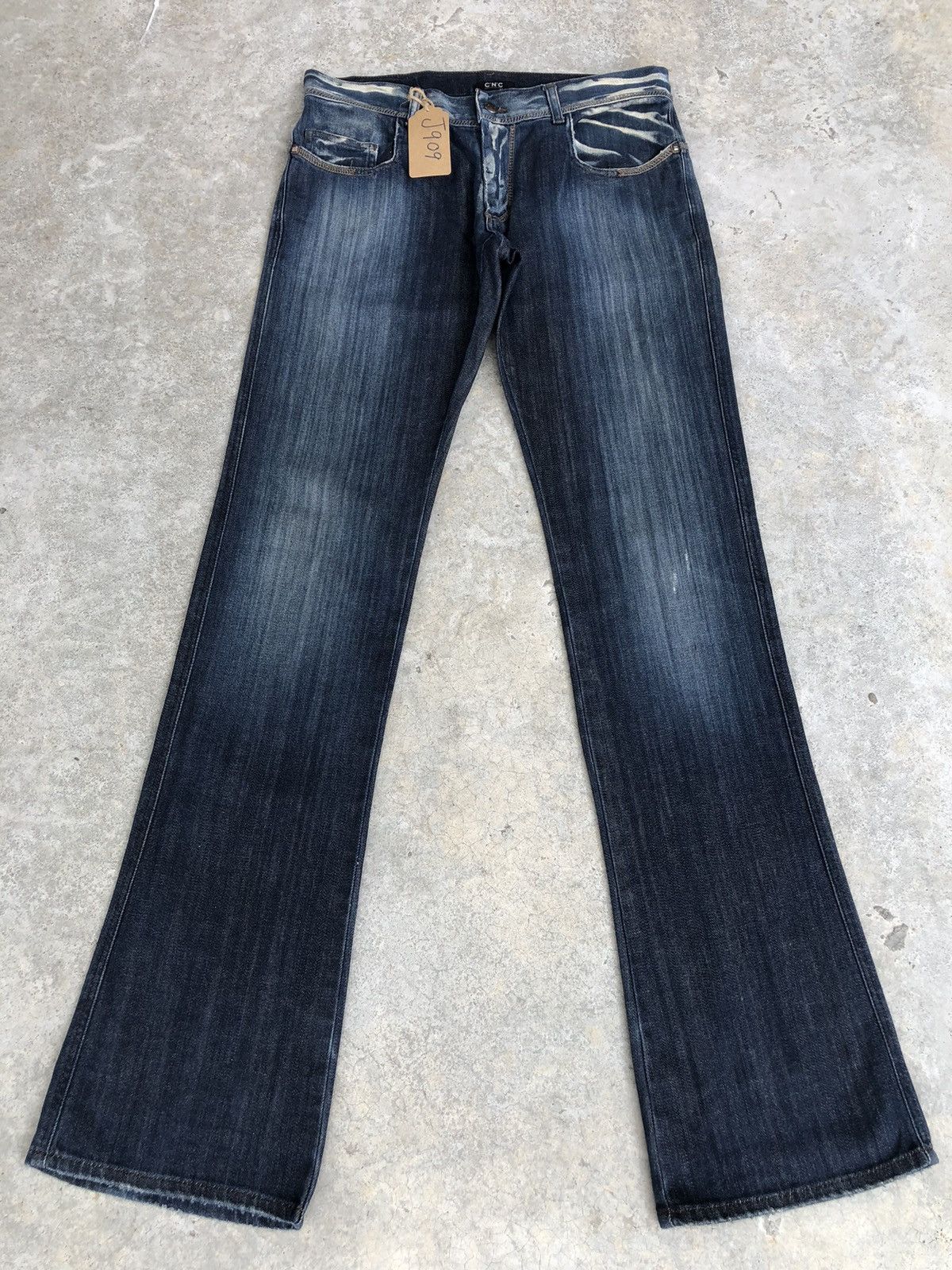 image of Costume National Cnc Flared Jeans Distressed Jeans in Blue, Men's (Size 32)