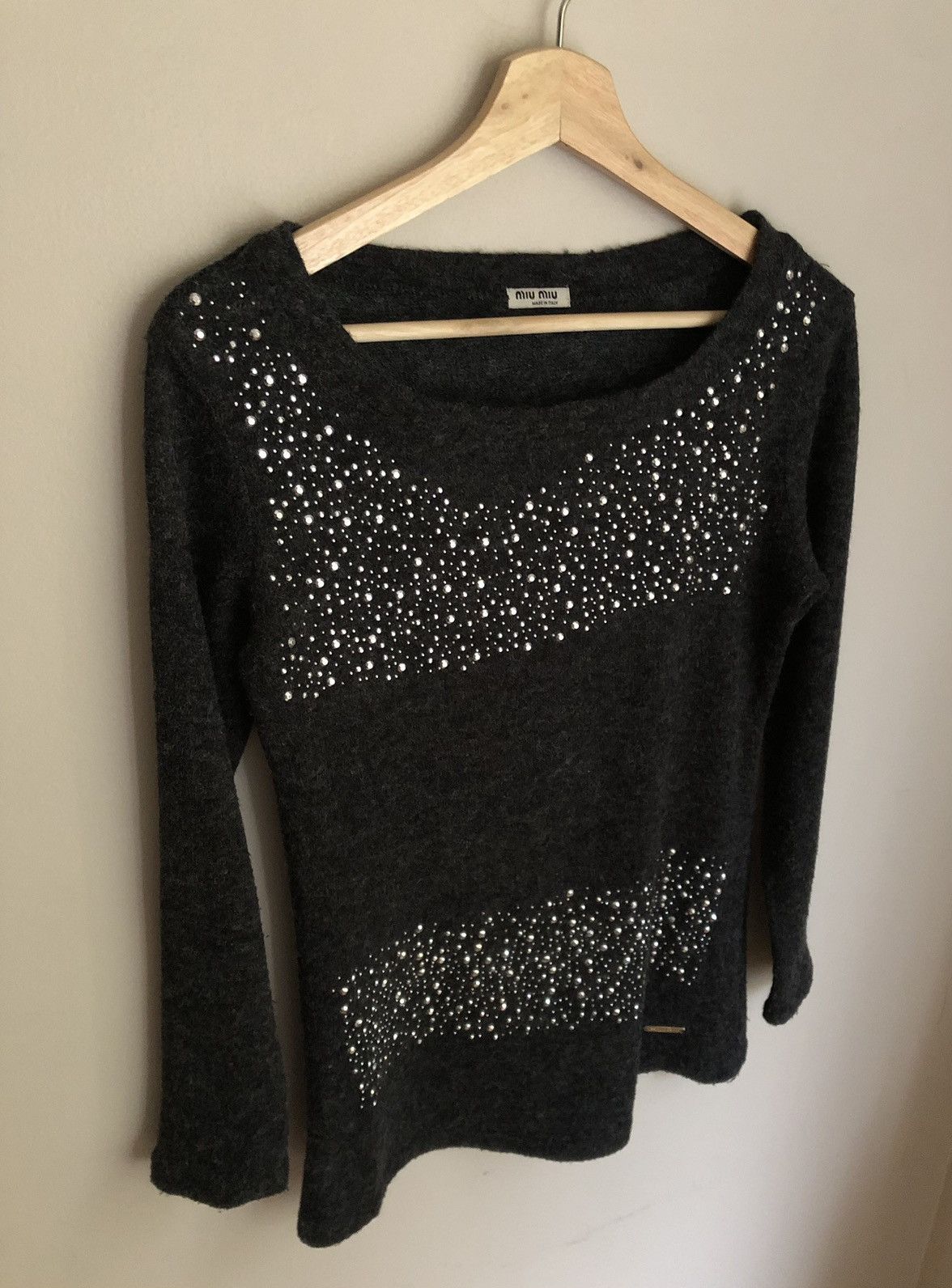 Miu Miu Miu Miu Vintage 2008 Bedazzled Fuzzy Sweater Size L / US 10 / IT 46 - 11 Thumbnail