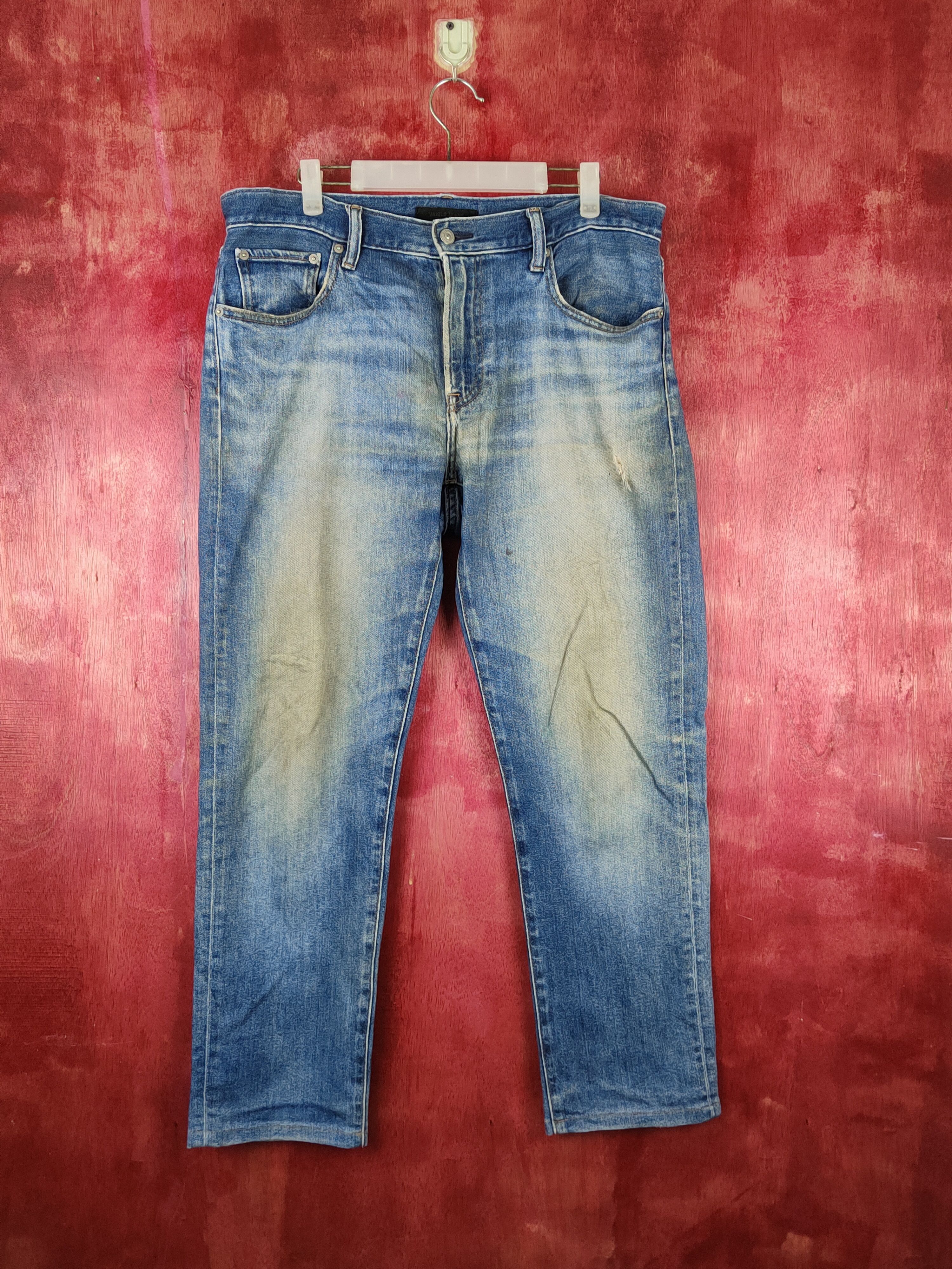 Japanese Brand Uniqlo Blue Distressed Ripped Jeans #S1638 Size US 34 / EU 50 - 1 Thumbnail