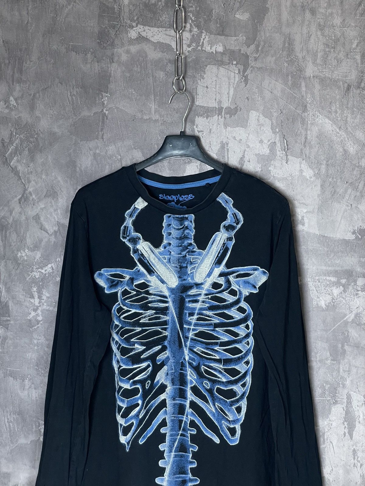 Vintage Crazy Y2K Affliction Style Skull Skeleton Bones Black LS Tee Size US M / EU 48-50 / 2 - 2 Thumbnail