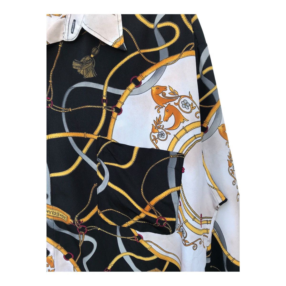 Designer Vintage Voix d Homme Chain Print Baroque Pop Art Button Down Size US L / EU 52-54 / 3 - 6 Thumbnail