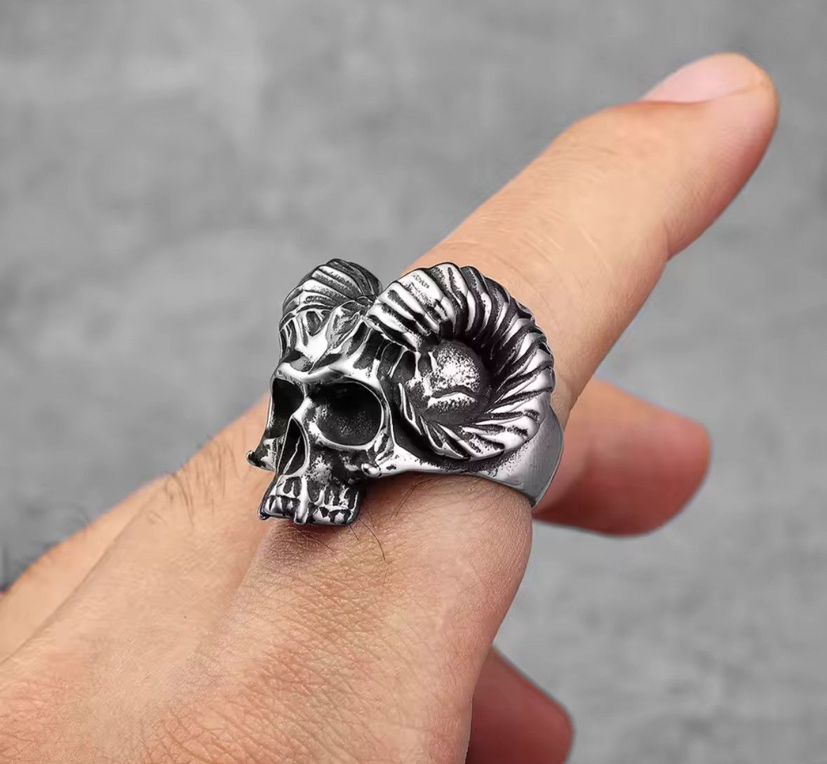 Japanese Brand Rare Retro Carved Skull 316L Stainless Steel Ring Size 13 Size ONE SIZE - 2 Thumbnail
