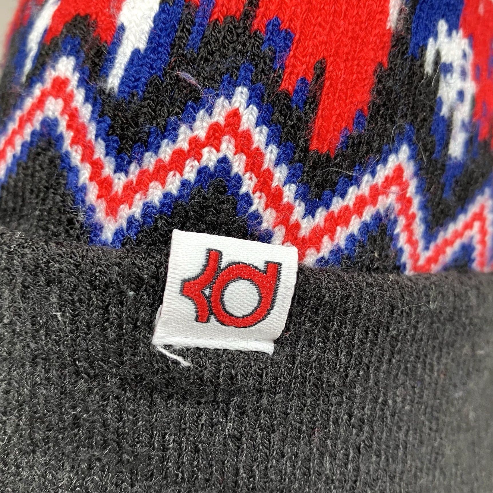 Nike VINTAGE Nike Winter Knit Beanie Cuffed Pom Hat Black Blue White Red Kevin Durant Y2K Beanie Men's Women’s One Size Knit Acrylic Size ONE SIZE - 7 Thumbnail