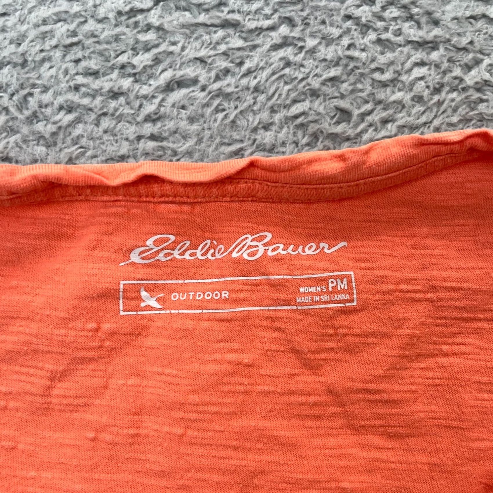 Eddie Bauer Eddie Bauer Womens Petite Medium Orange Heather V Neck Cap Sleeve Outdoor Shirt Size M / US 6-8 / IT 42-44 - 3 Thumbnail