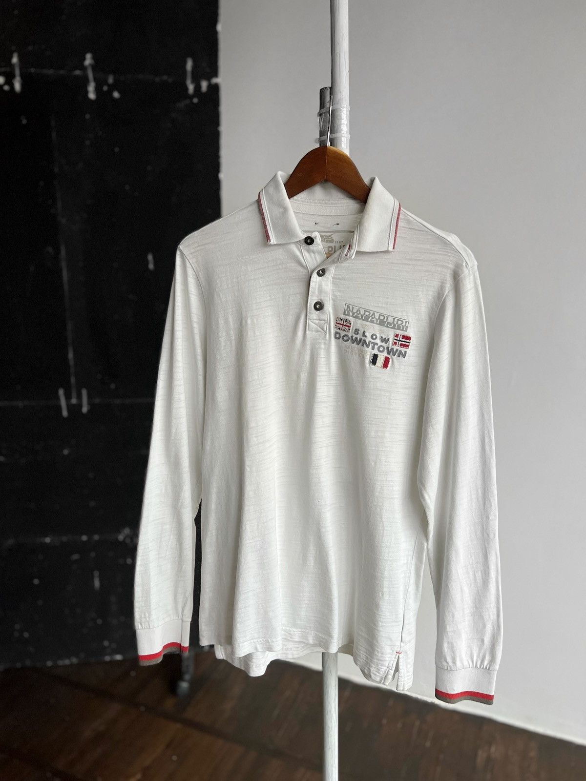 Napapijri Napapijri Mens White Polo Long Sleeve Shirt Rugby Logo Size US M / EU 48-50 / 2 - 1 Thumbnail