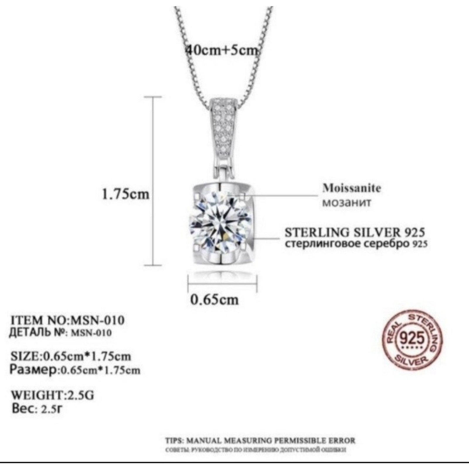 Other Necklace Pendant 1 Ct Round Cut Moissanite 925 Silver Size ONE SIZE - 9 Thumbnail
