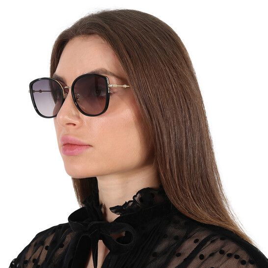 Gucci Gucci GG0606SK 001 Sunglasses Black/Gold Square Frame Size ONE SIZE - 6 Thumbnail