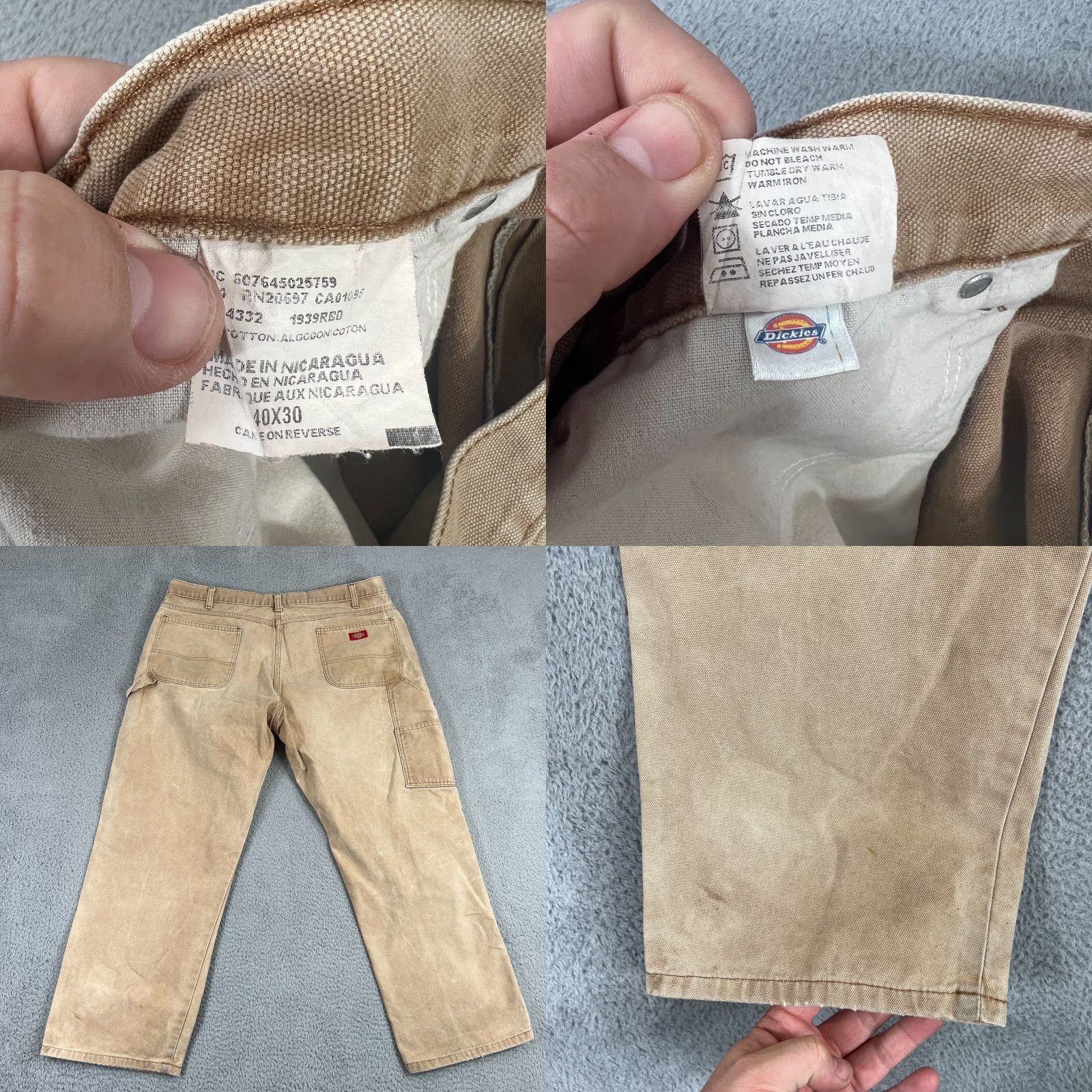 Dickies VINTAGE Dickies Mens Pants 40x30 Beige Workwear Carpenter Straight Canvas Grunge Skater Fall Winter Size US 40 / EU 56 - 8 Thumbnail