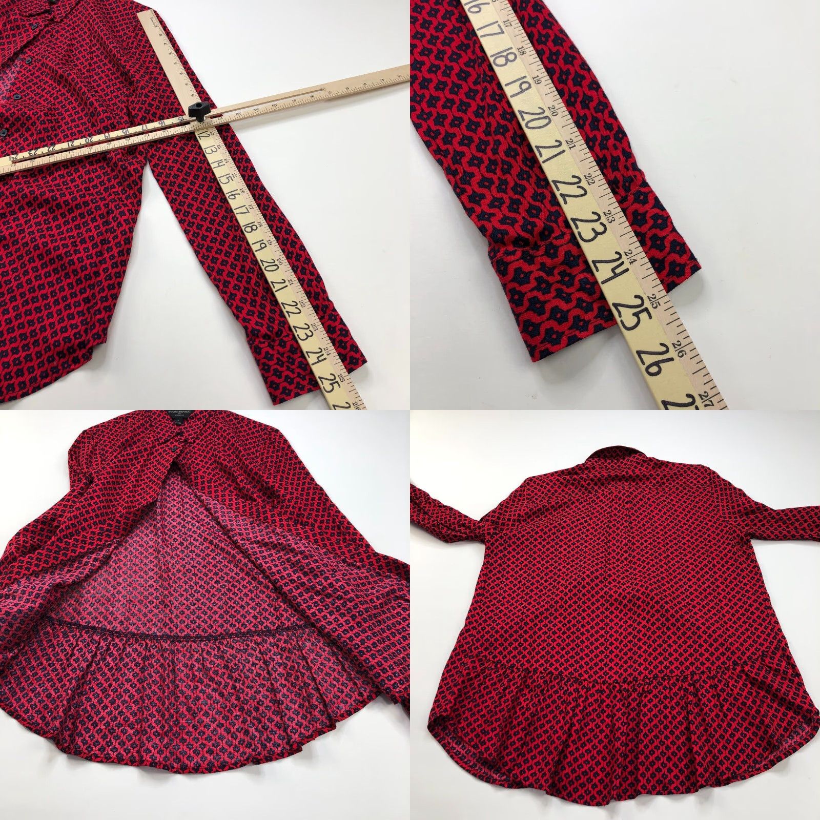 Banana Republic Banana Republic Shirt Button-Up All Over Print Long Sleeve Boyfriend Fit Red Women's M Casual Geometric 4.24 Vintage No Size M / US 6-8 / IT 42-44 - 8 Thumbnail
