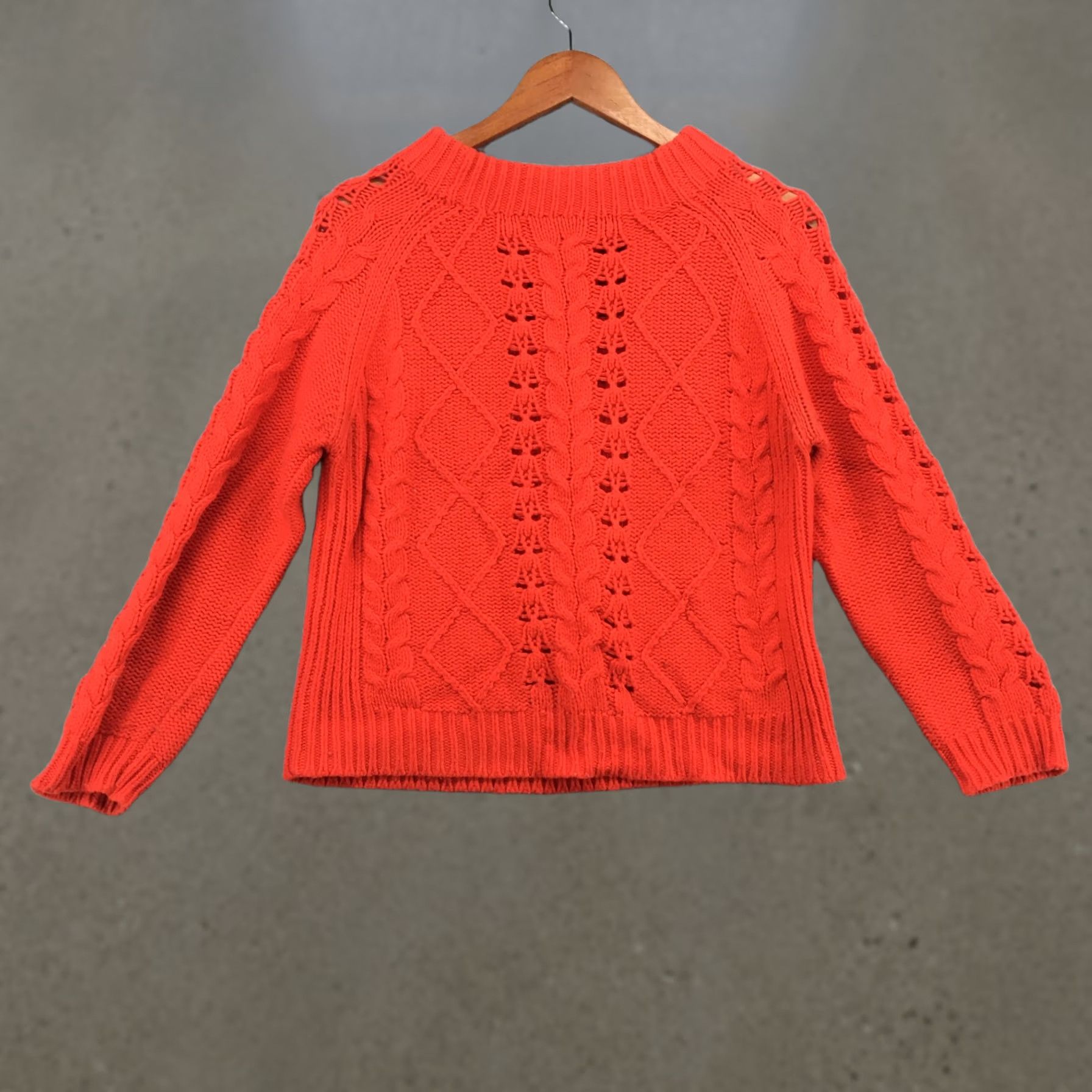 J.Crew J.CREW Cable Knit Sweater Womens Red Pullover Long Sleeve Cotton Blend Dark Red Crew Neck Knit Pullover Sweater Womens Regular Size M Size M / US 6-8 / IT 42-44 - 1 Thumbnail