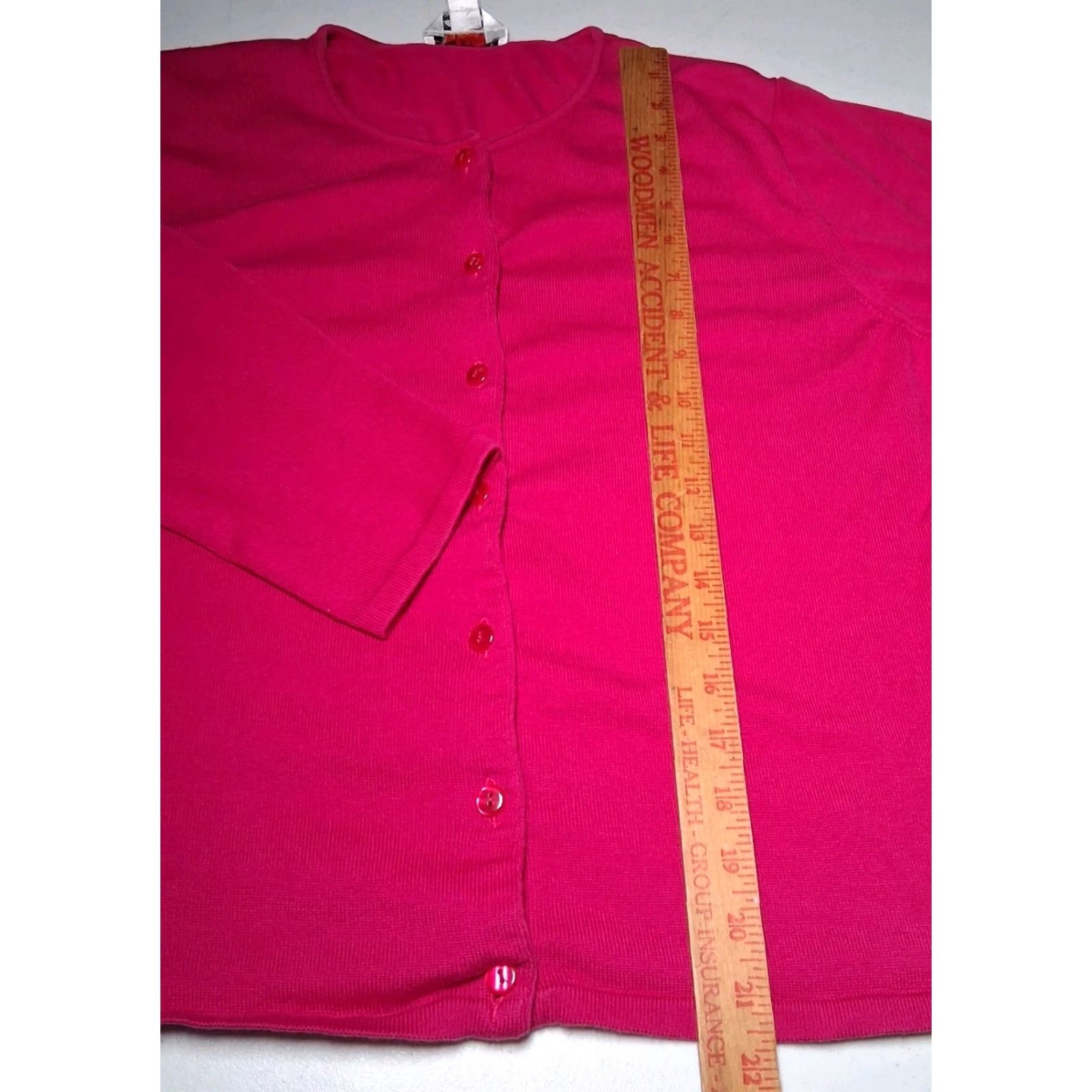 Talbots VINTAGE Talbots Cardigan Sweater Large Pink Magenta Cotton Button Up Italy Size L / US 10 / IT 46 - 5 Thumbnail