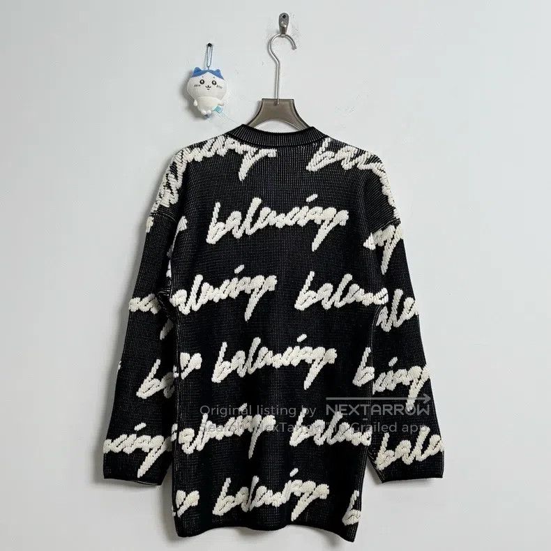 Balenciaga Balenciaga Black and White Bulletproof Logo Knit Size US XS / EU 42 / 0 - 3 Thumbnail