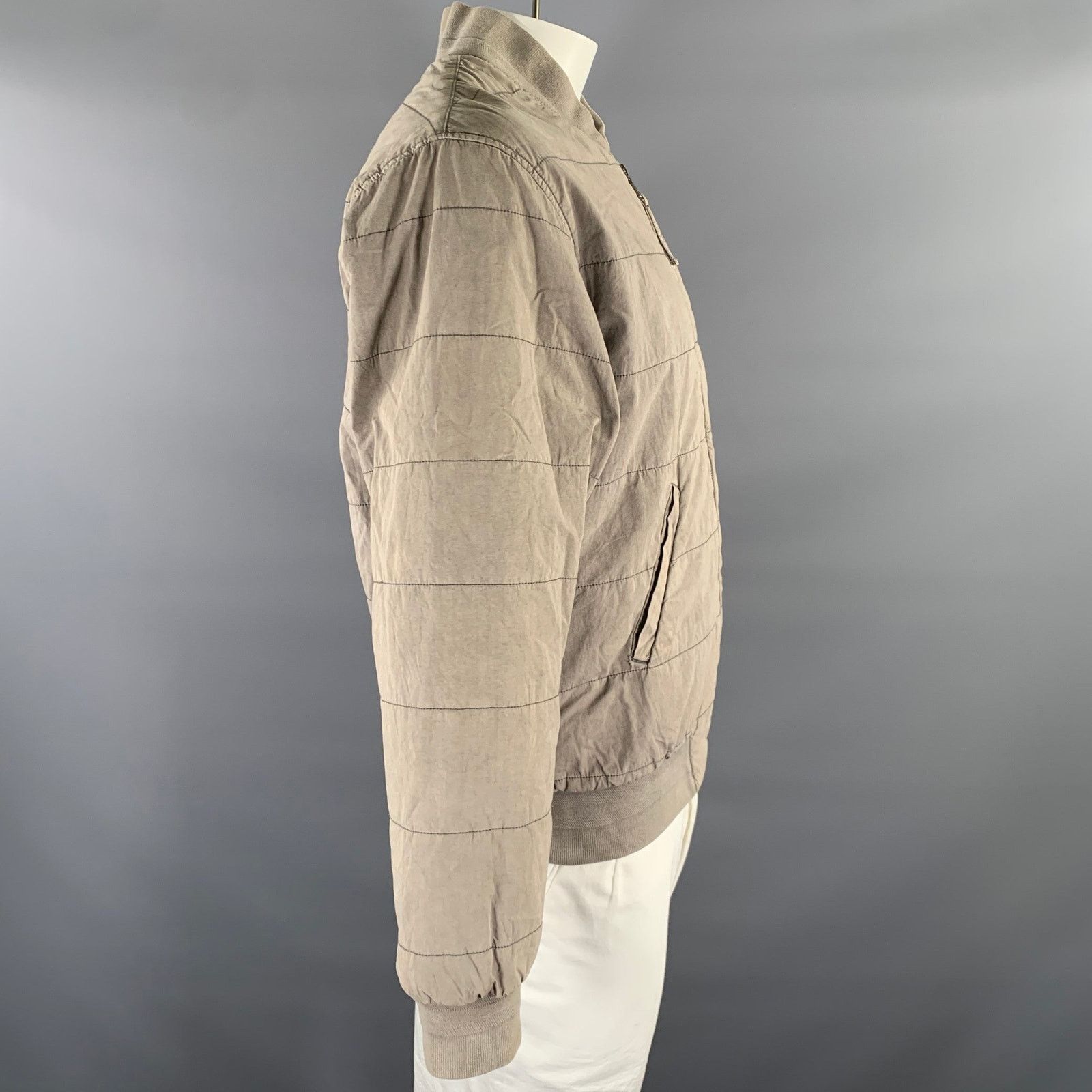 John Elliott JOHN ELLIOTT XL Khaki Quilted Cotton Blend Bomber Jacket Size US XL / EU 56 / 4 - 3 Thumbnail